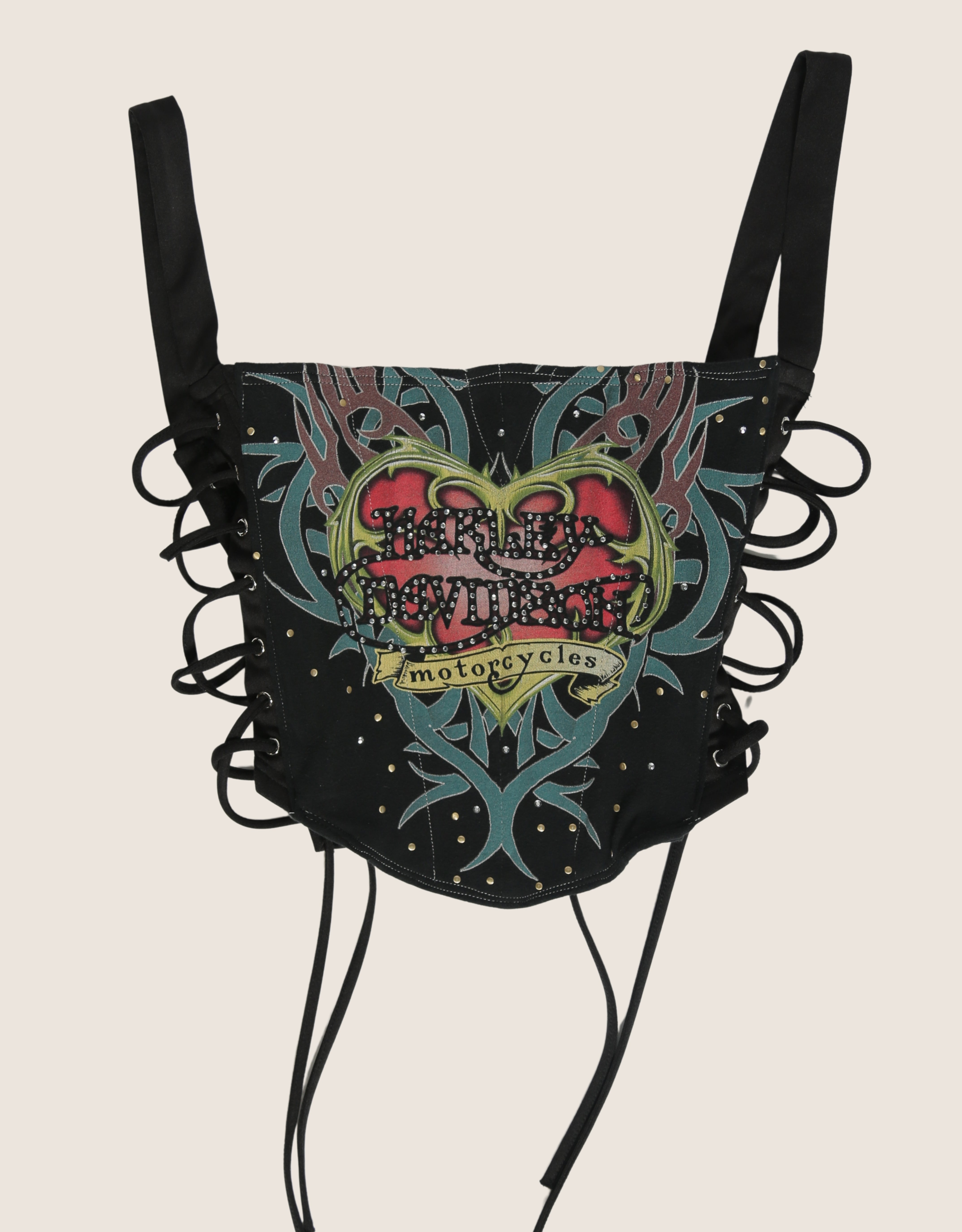 harley heart side lace full length corset (medium)