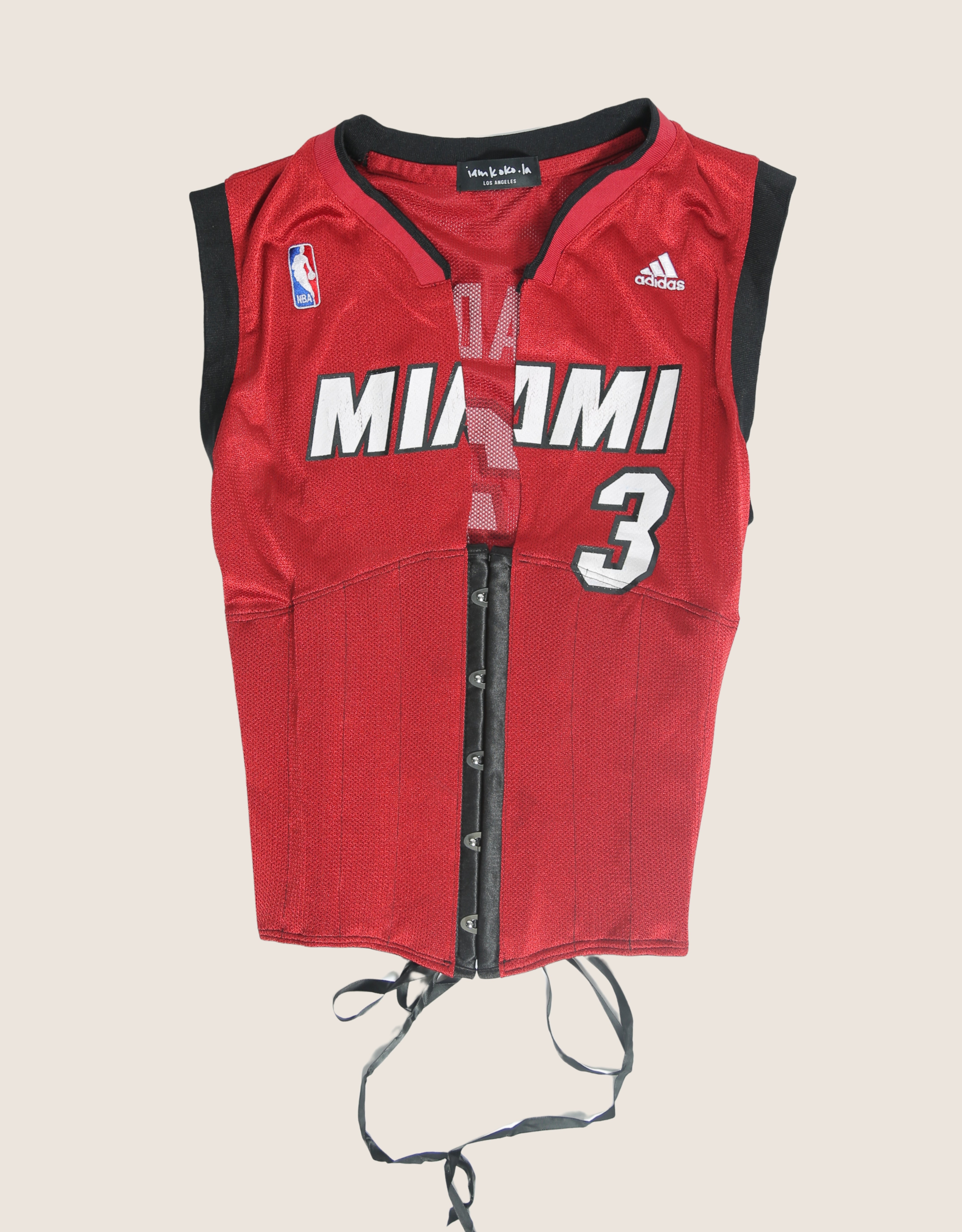miami heat reworked snap corset jersey (small/medium)