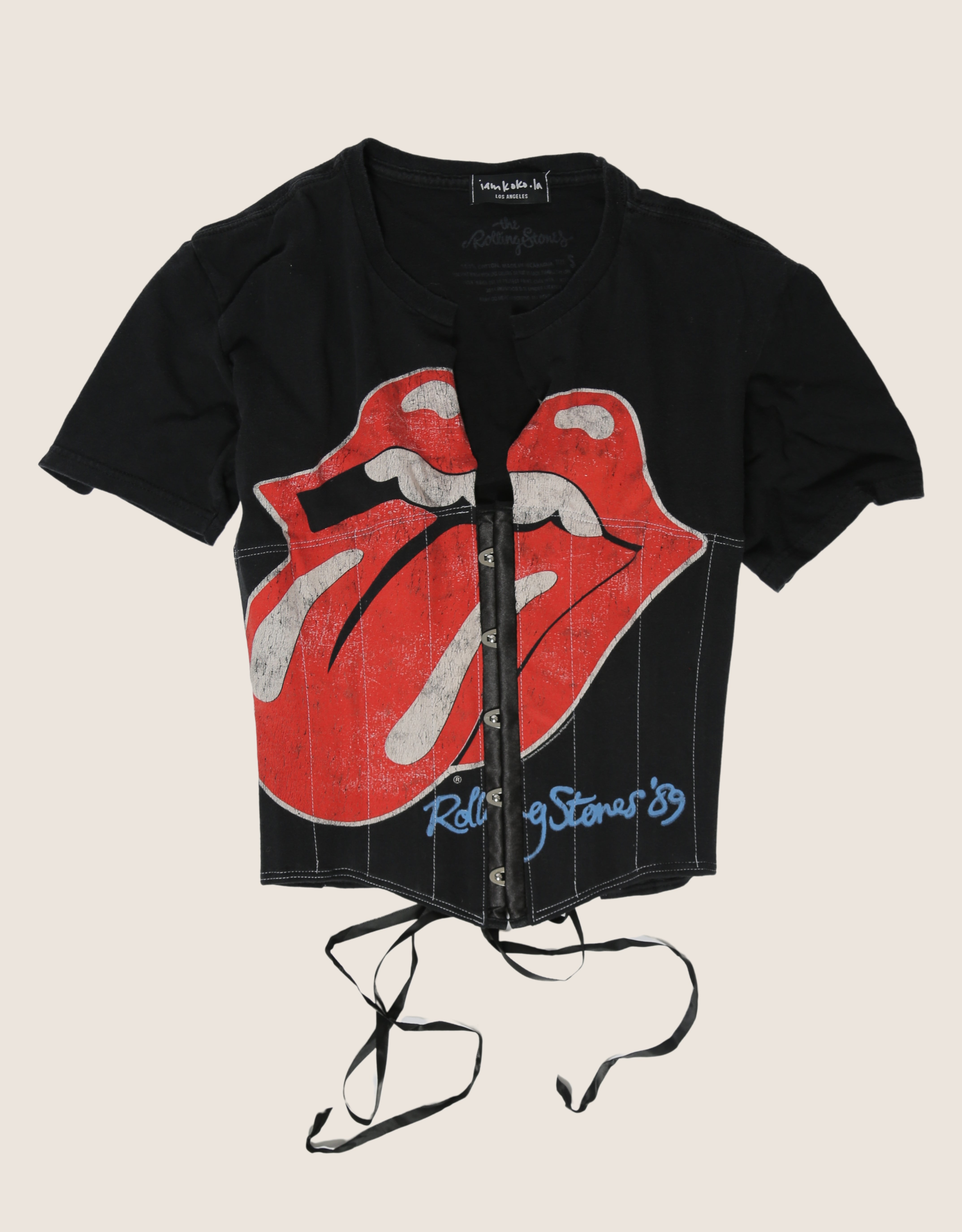 rolling stones reworked snap corset tee (small)