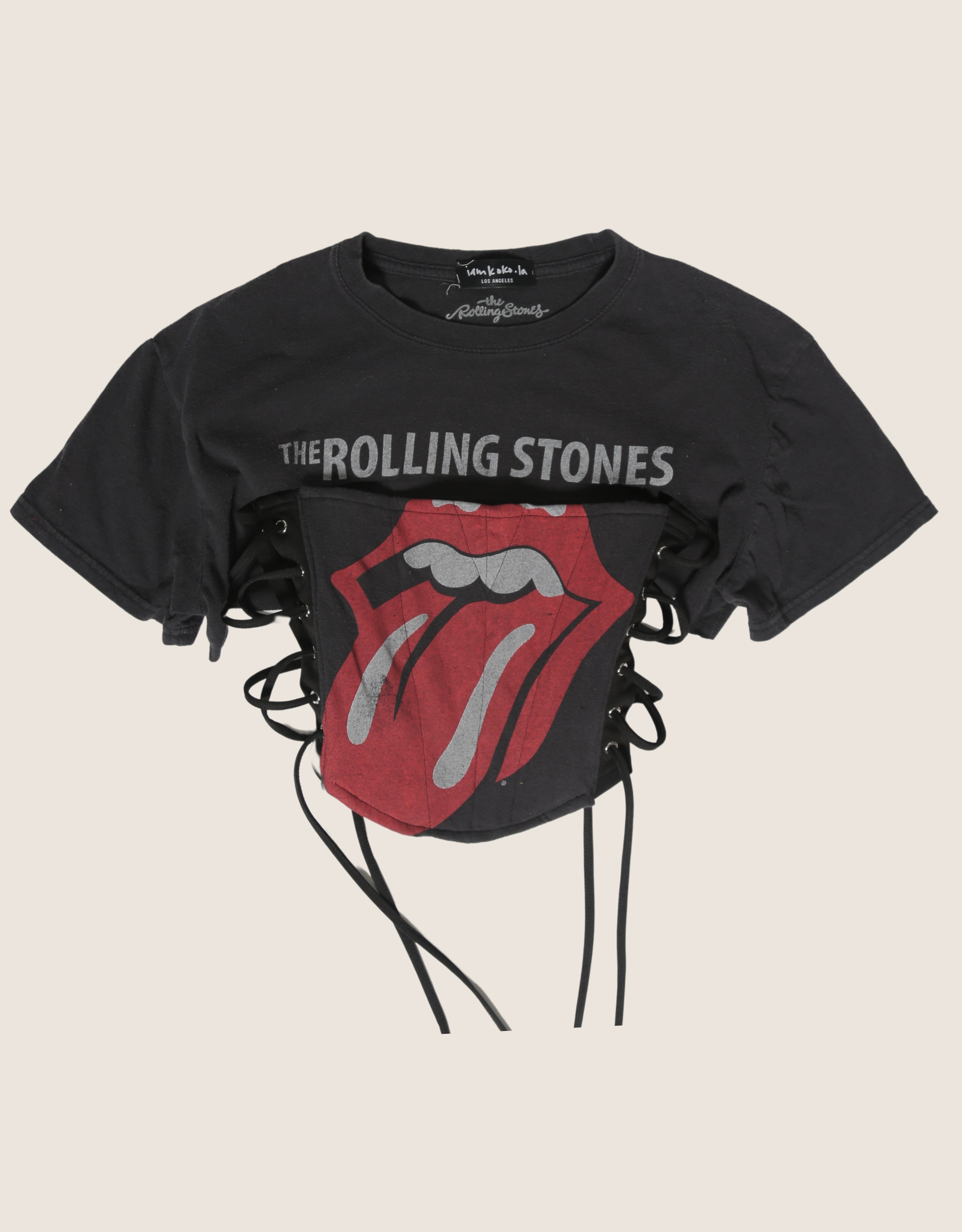 rolling stones reworked corset with matching shrug