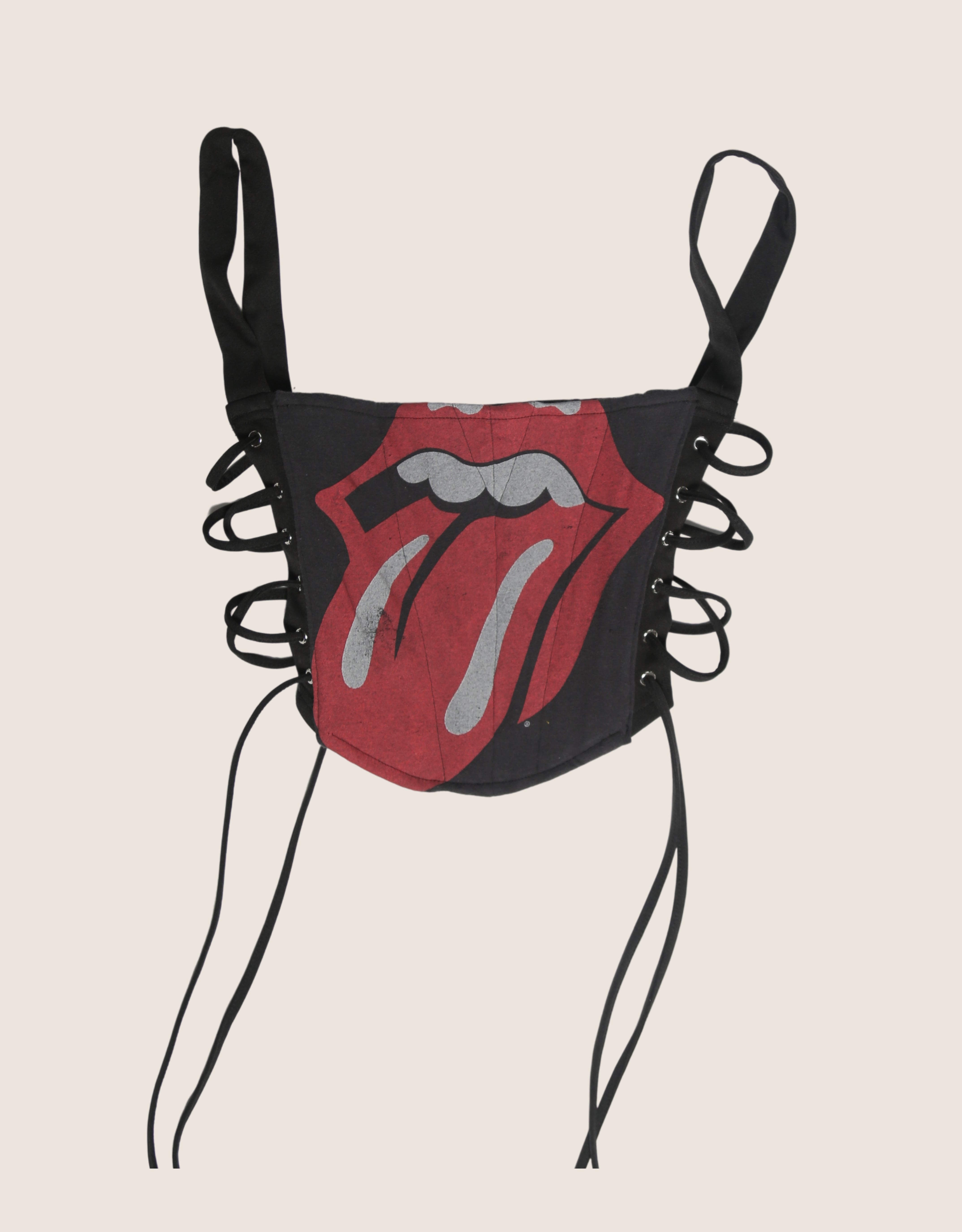 rolling stones reworked corset with matching shrug