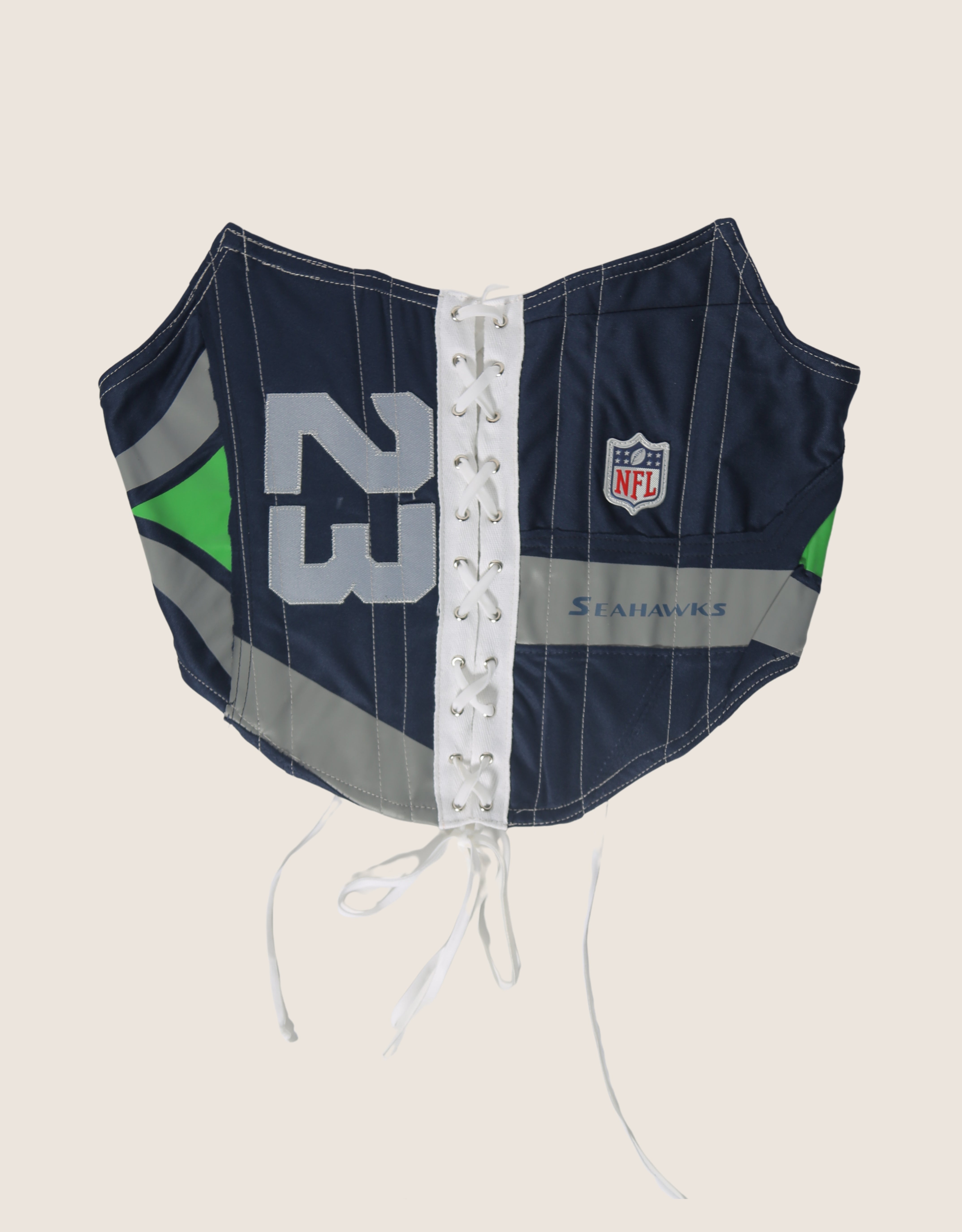 seahawks strapless lace front corset (small/ medium)