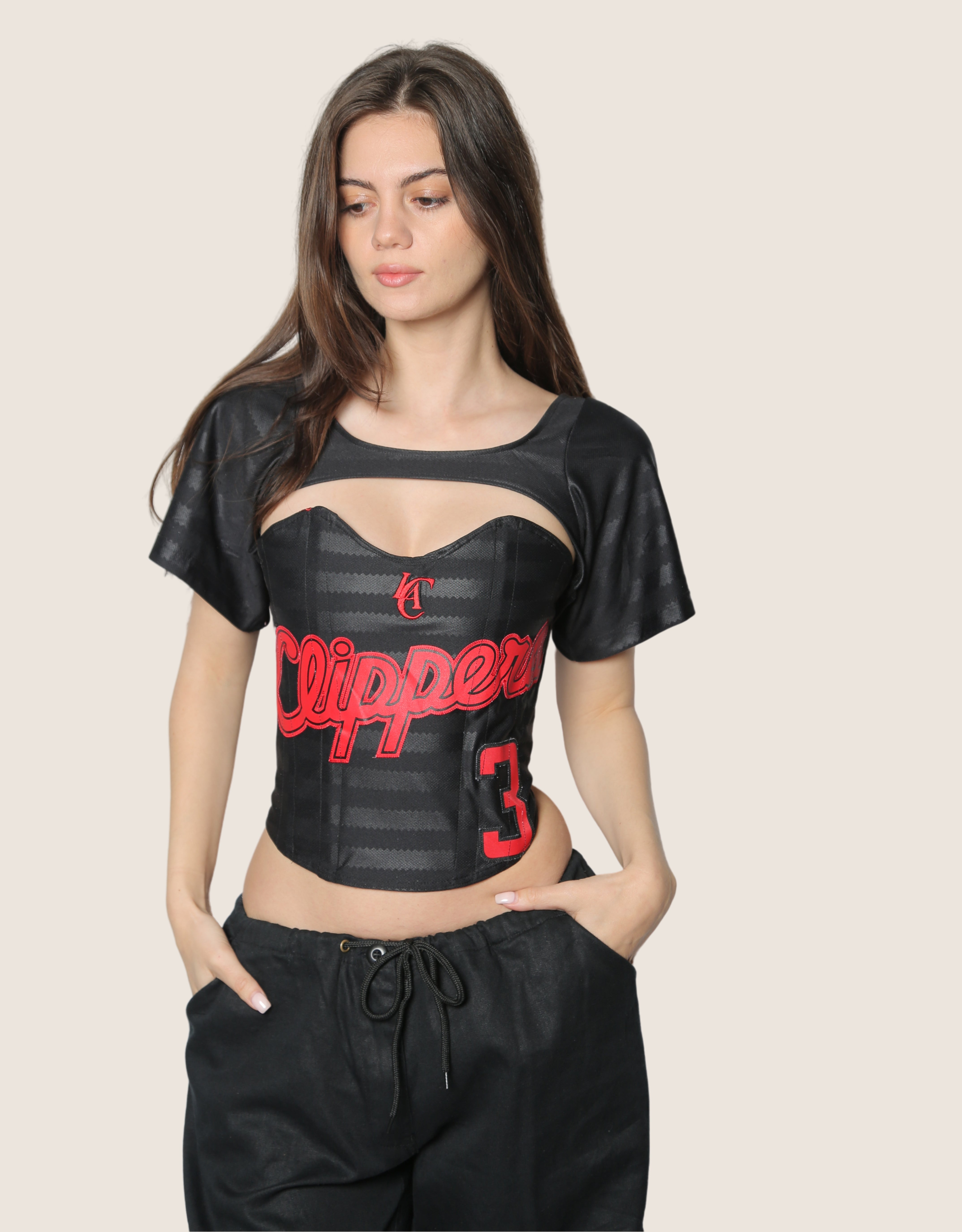 LA Clippers strapless corset with shrug