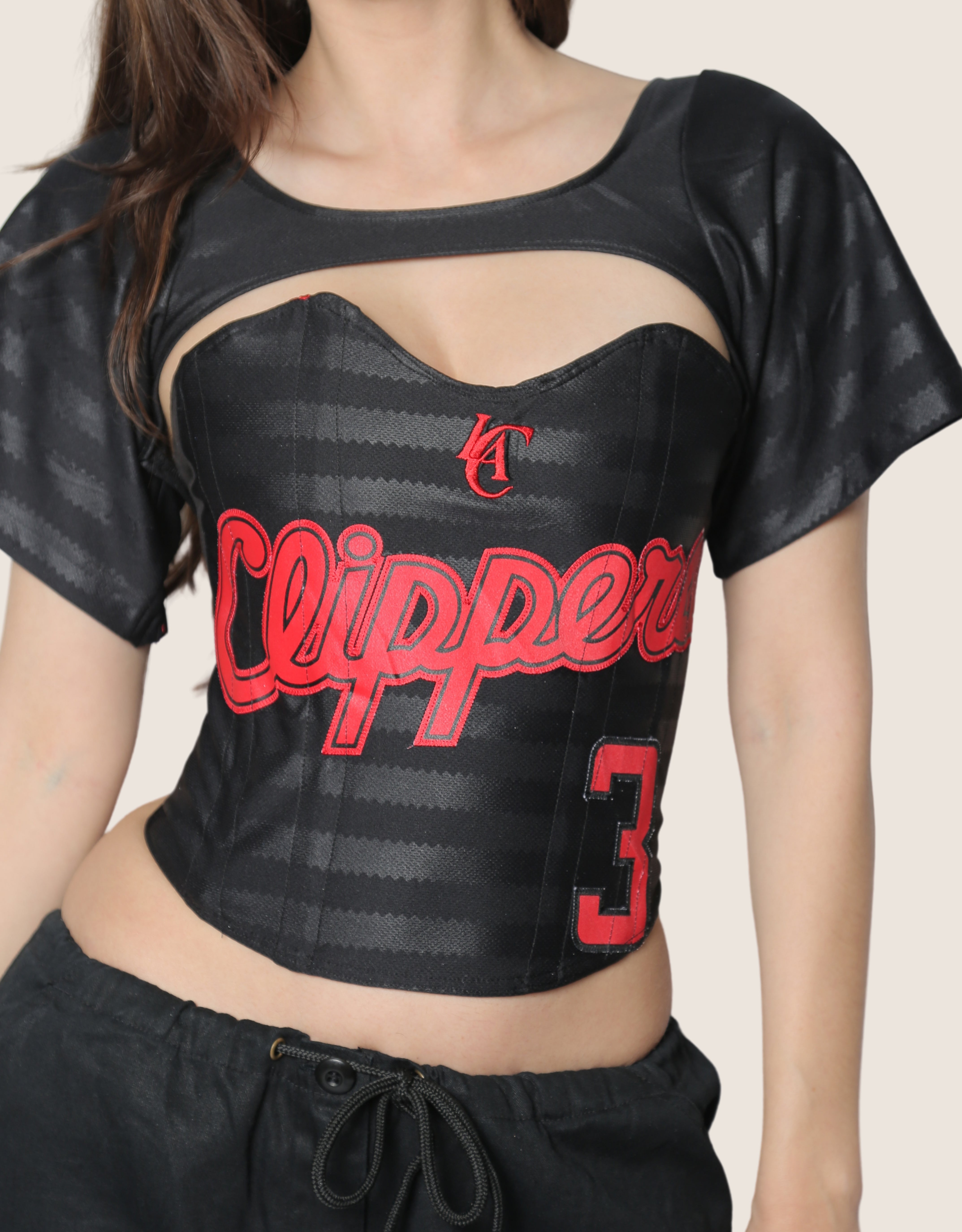 LA Clippers strapless corset with shrug