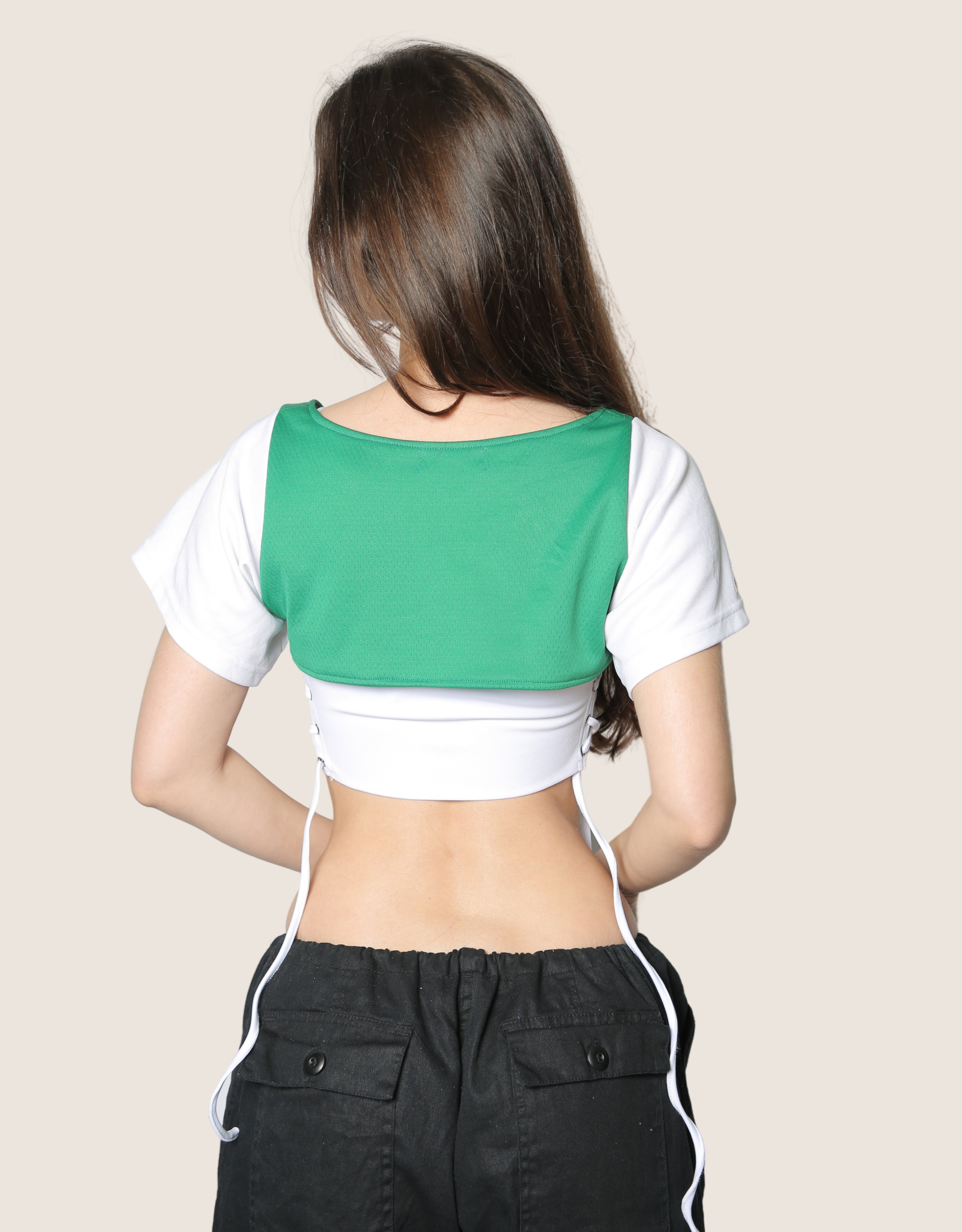 boston celtics side lace corset with shrug