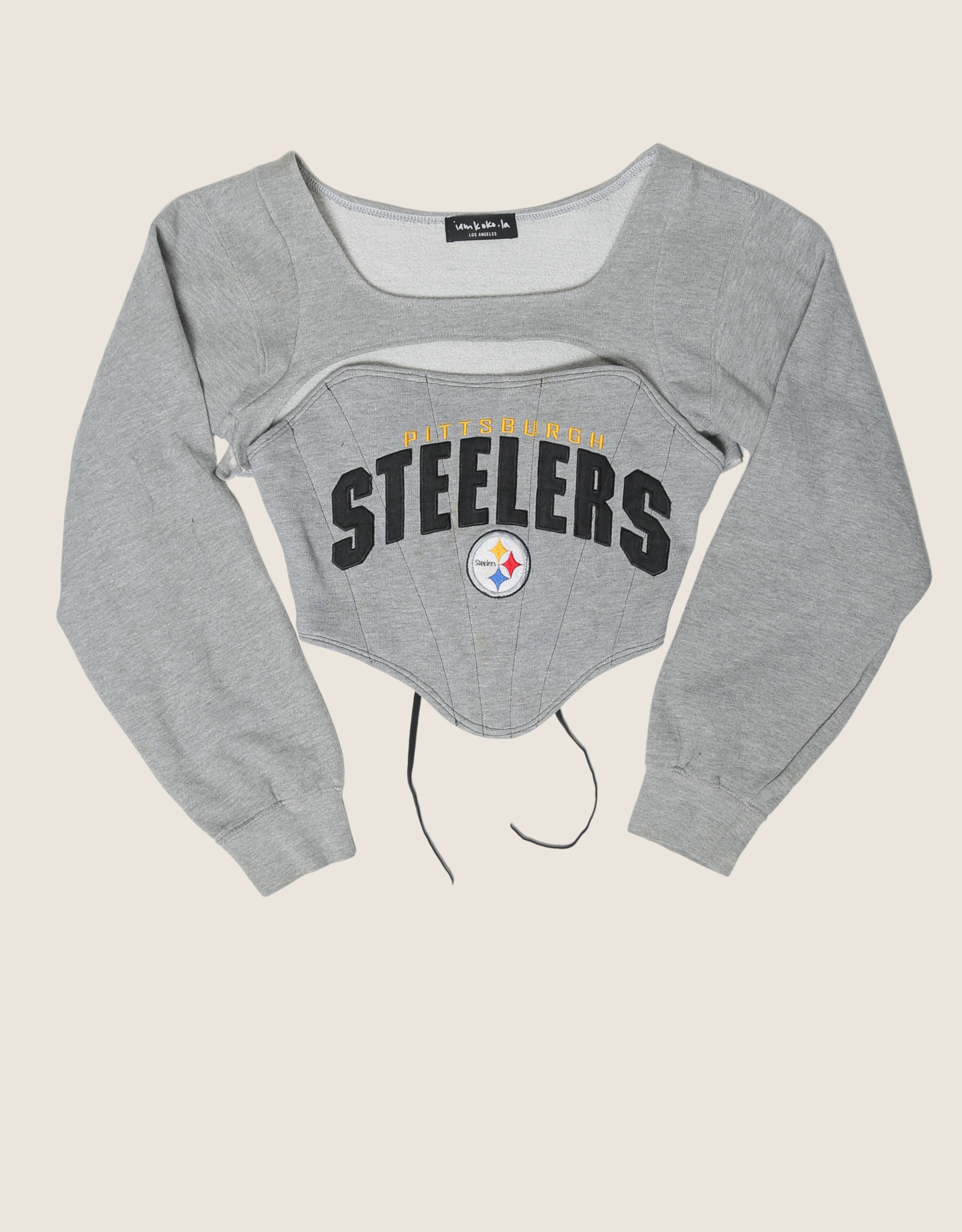 steelers reworked corset with sweatshirt shrug (small/medium)