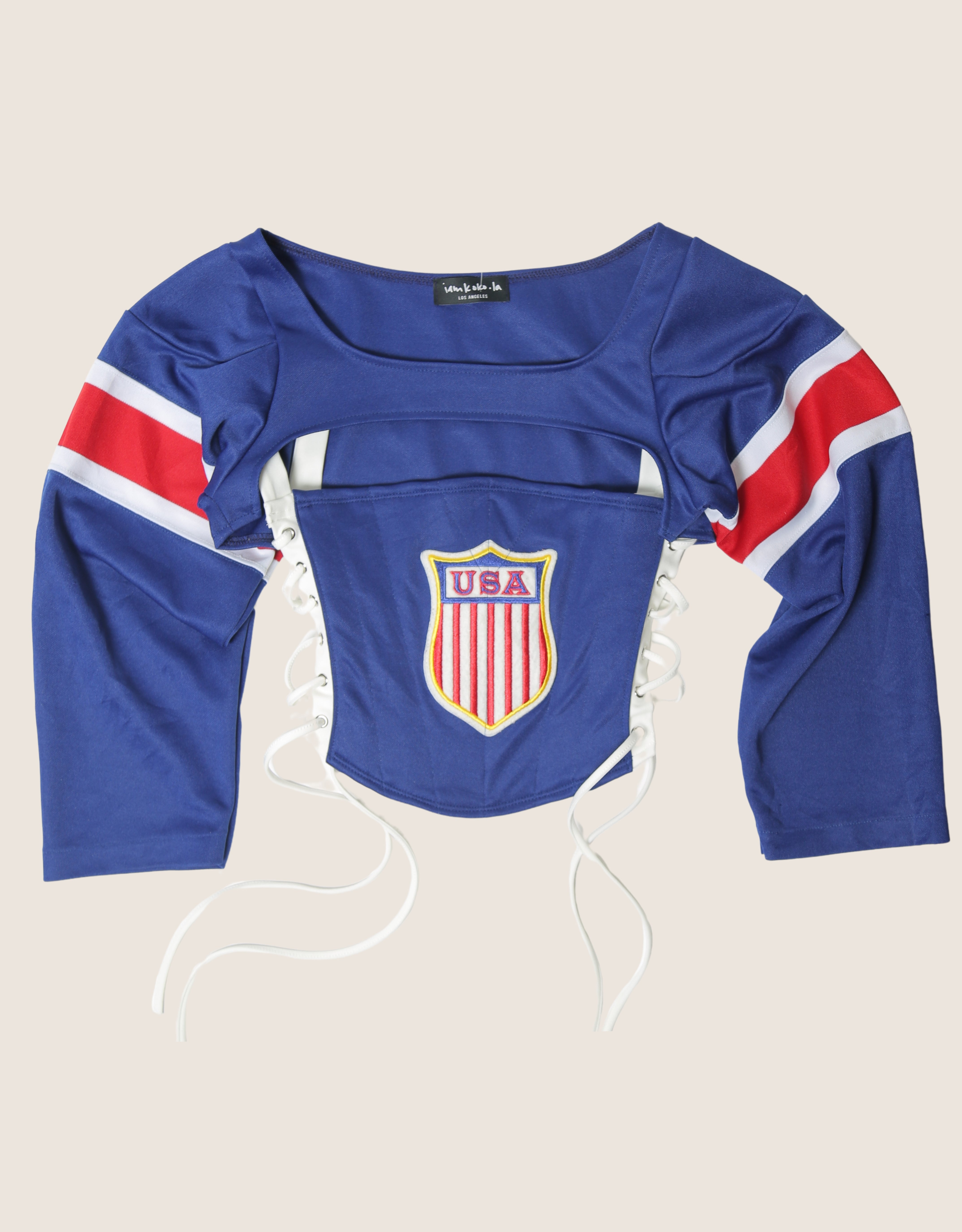 USA reworked cropped corset with matching shrug (S)