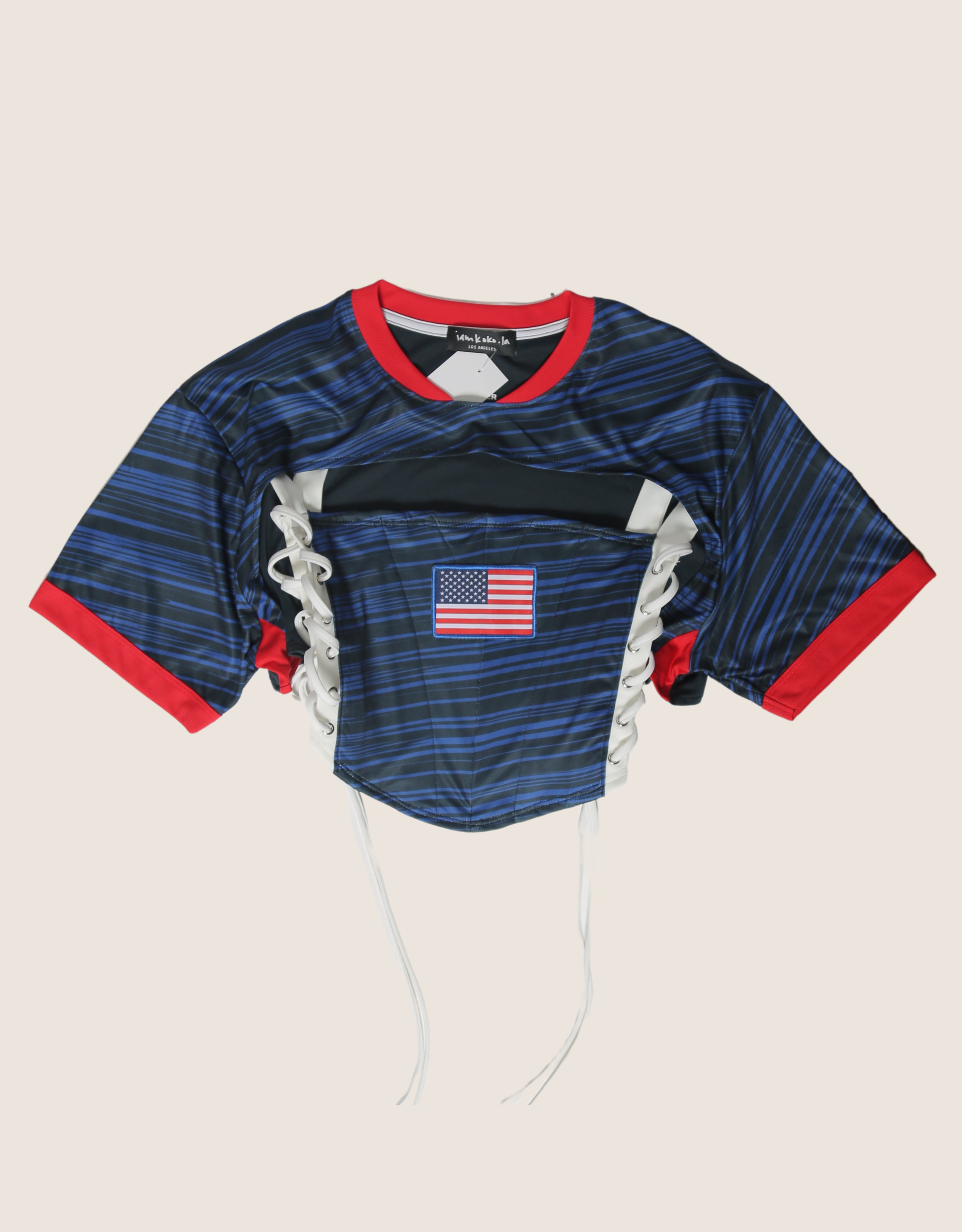 America flag reworked cropped corset with matching shrug (S)