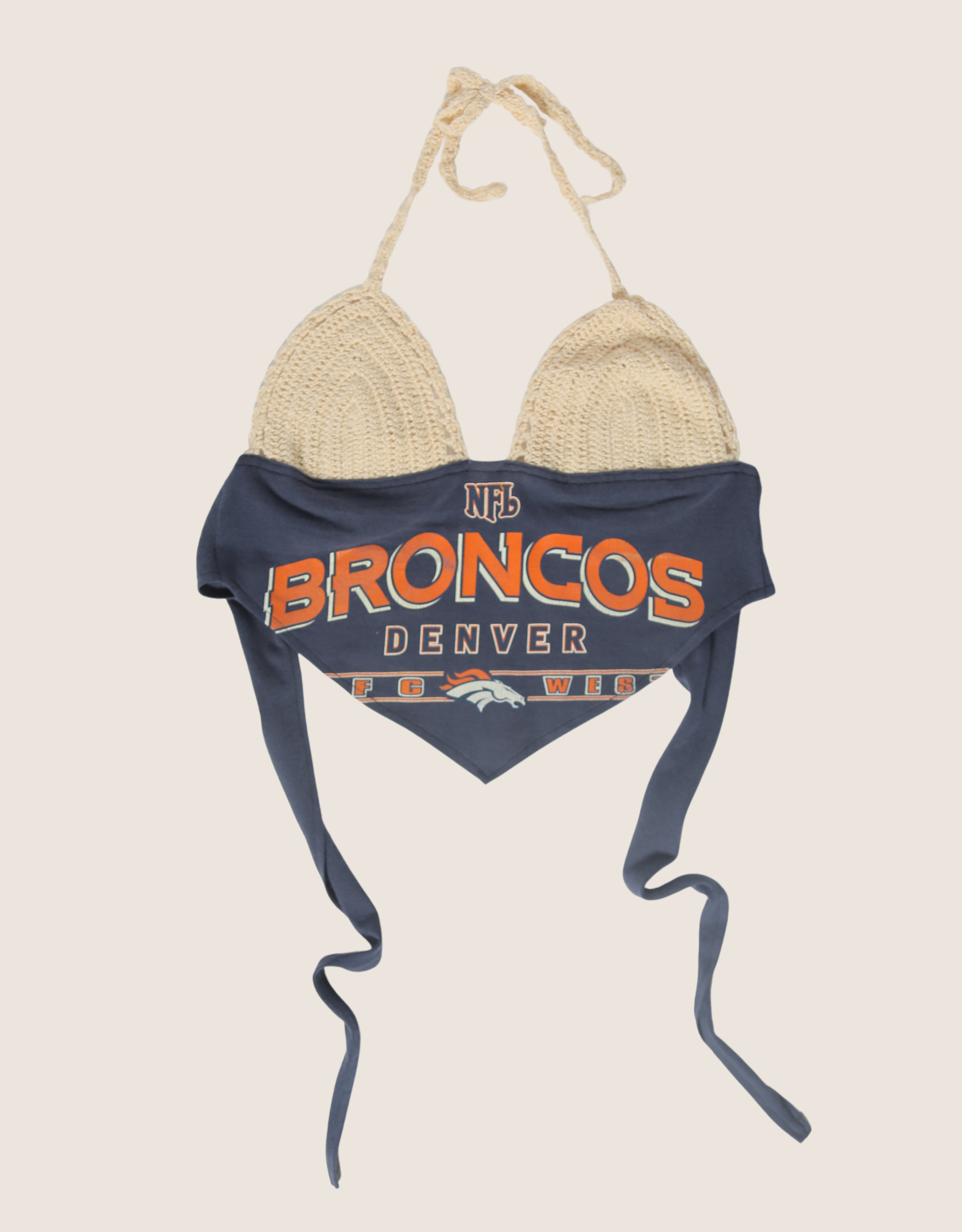 broncos crochet halter top (s/m)
