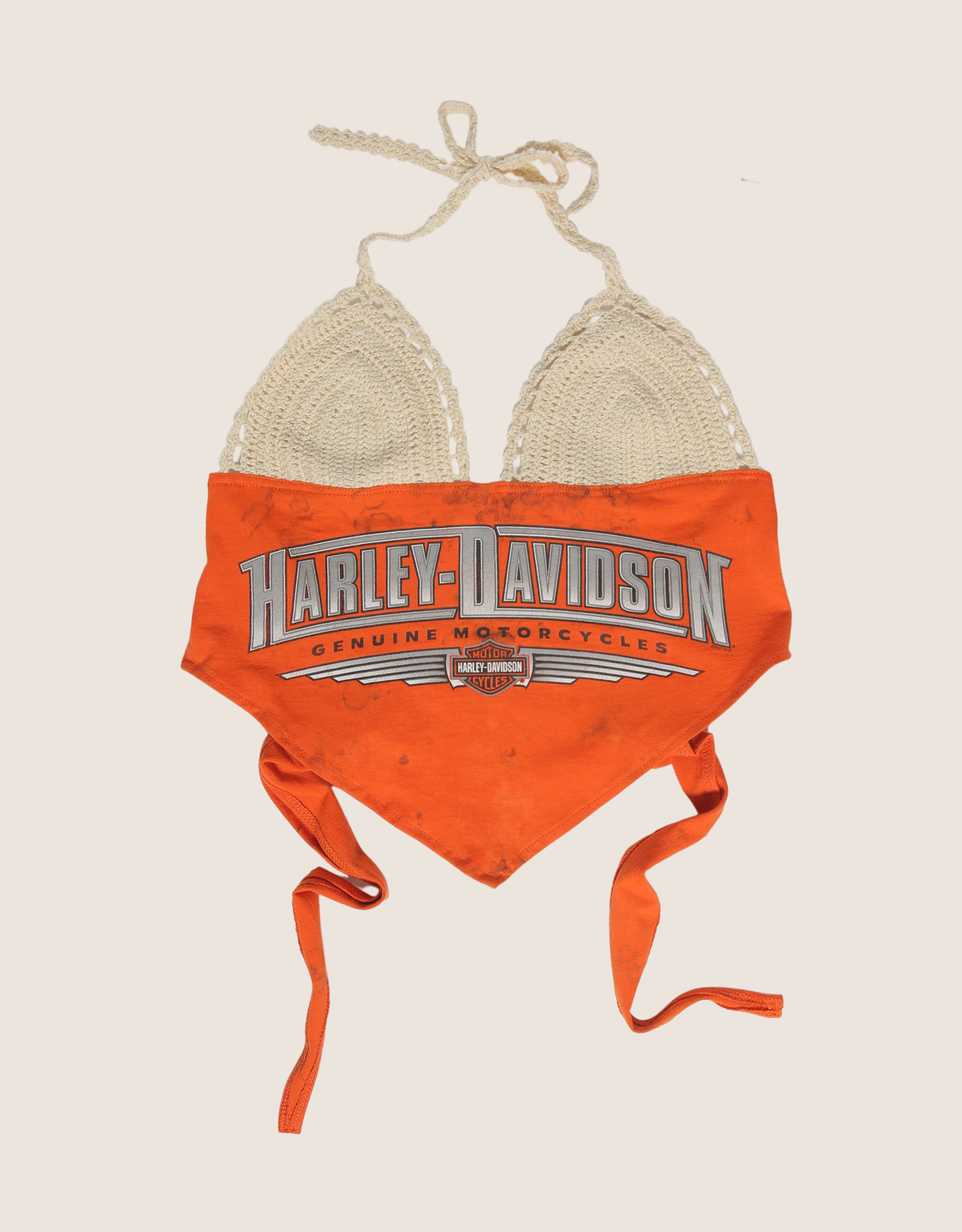 harley orange crochet halter top (M/L)