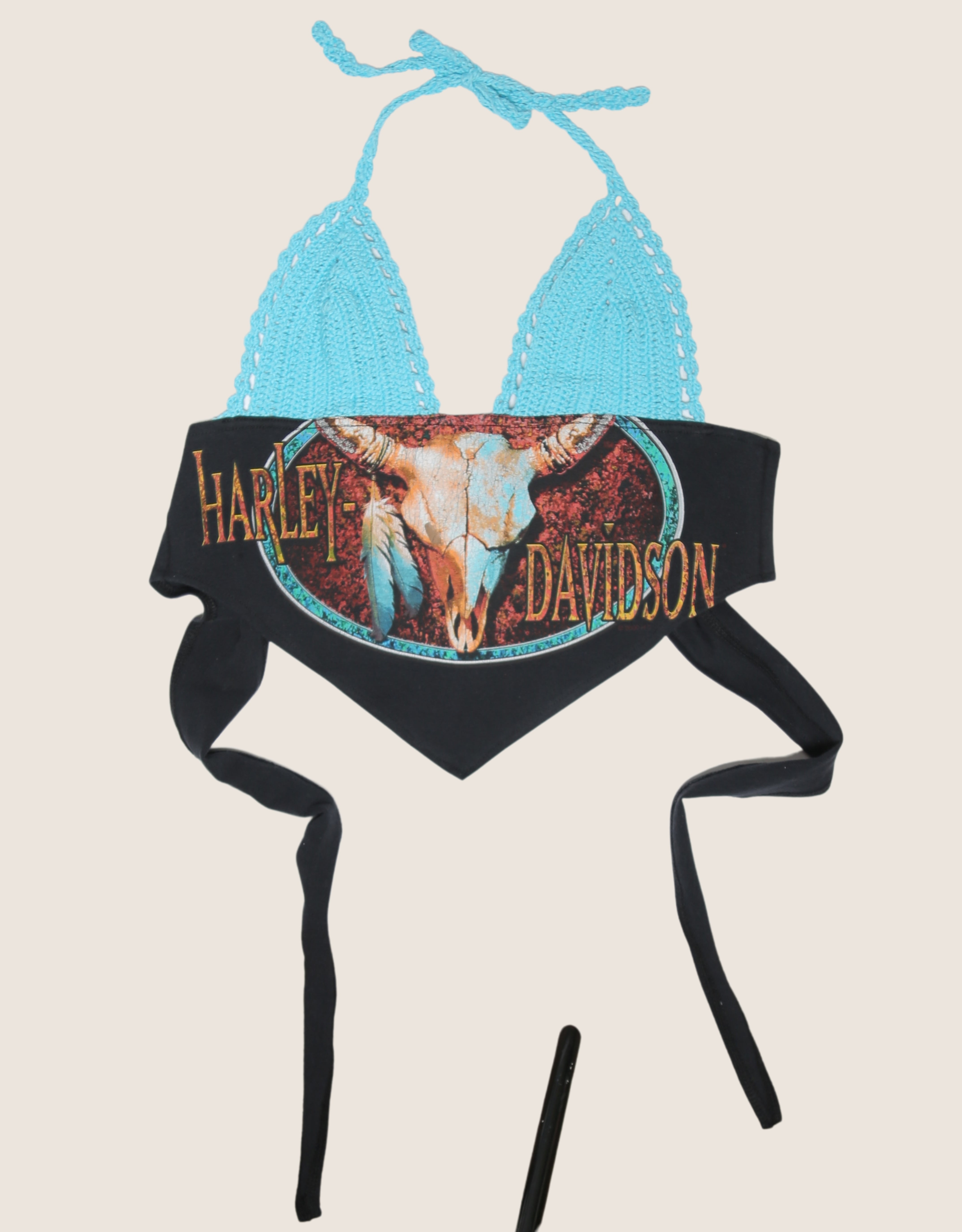 harley skull crochet halter top (xs)