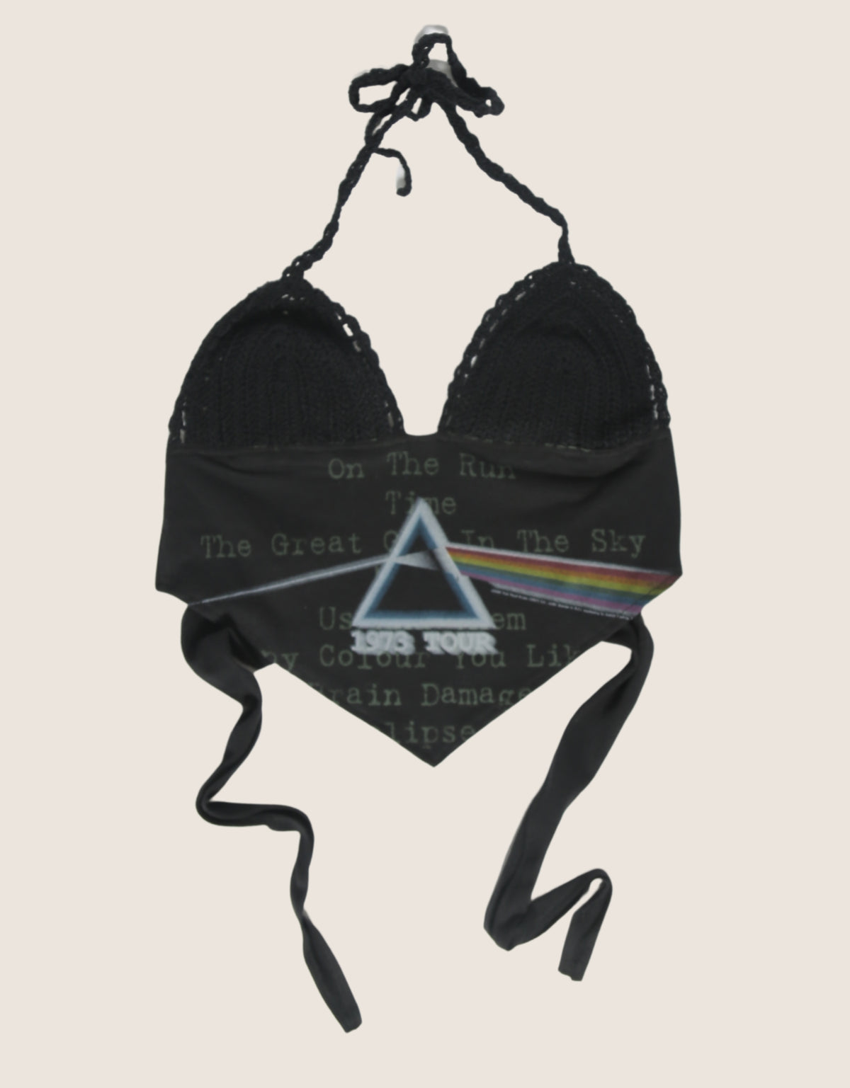 pink floyd crochet halter top (M)