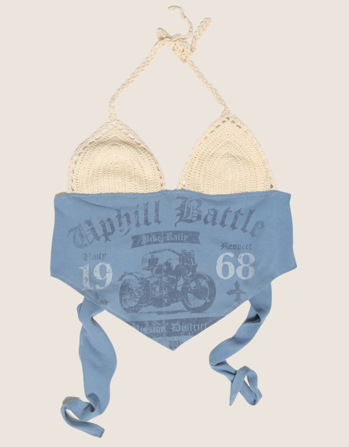uphill battle motorcycles crochet halter top (M/L)