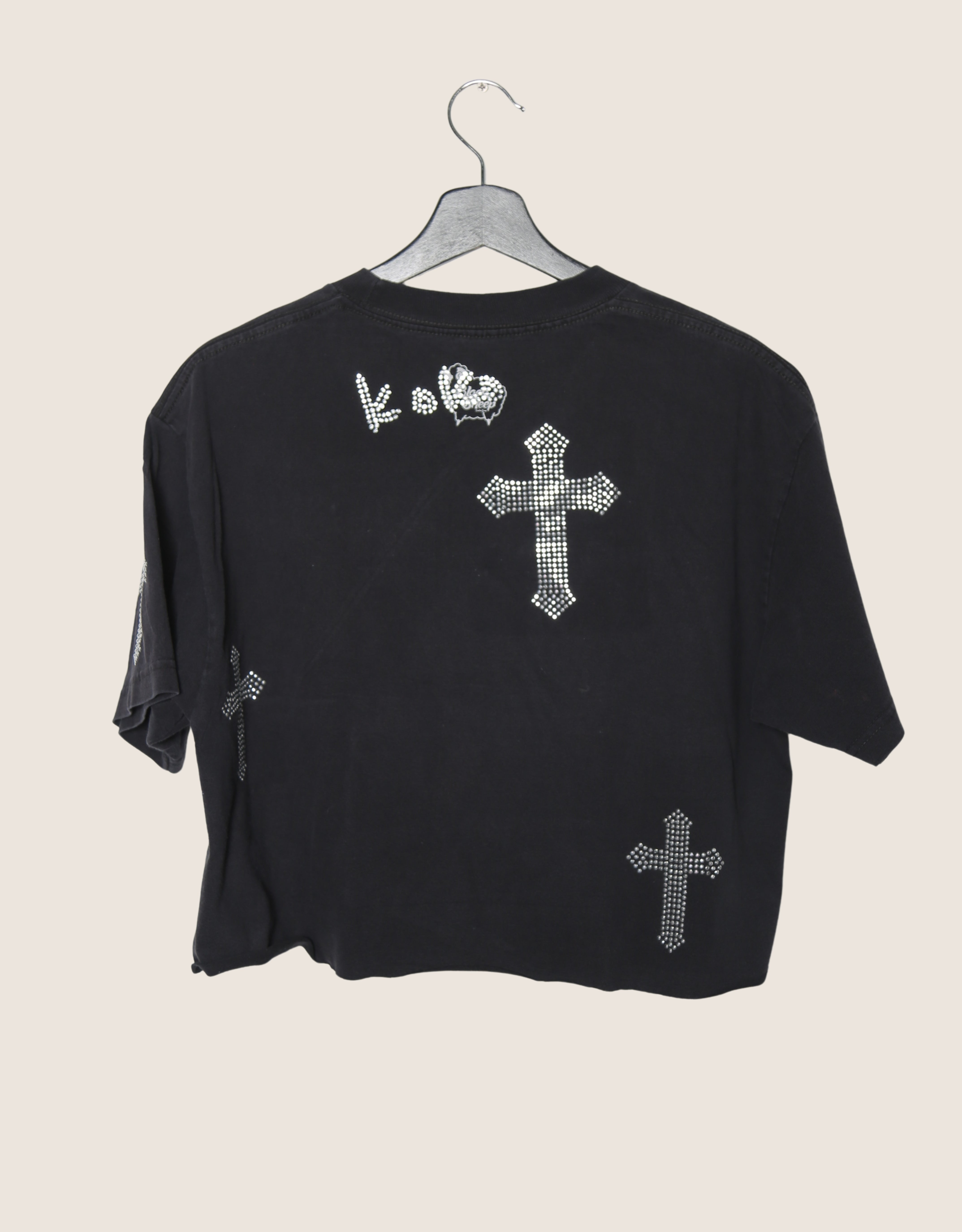 lil peep studded cross cropped tee
