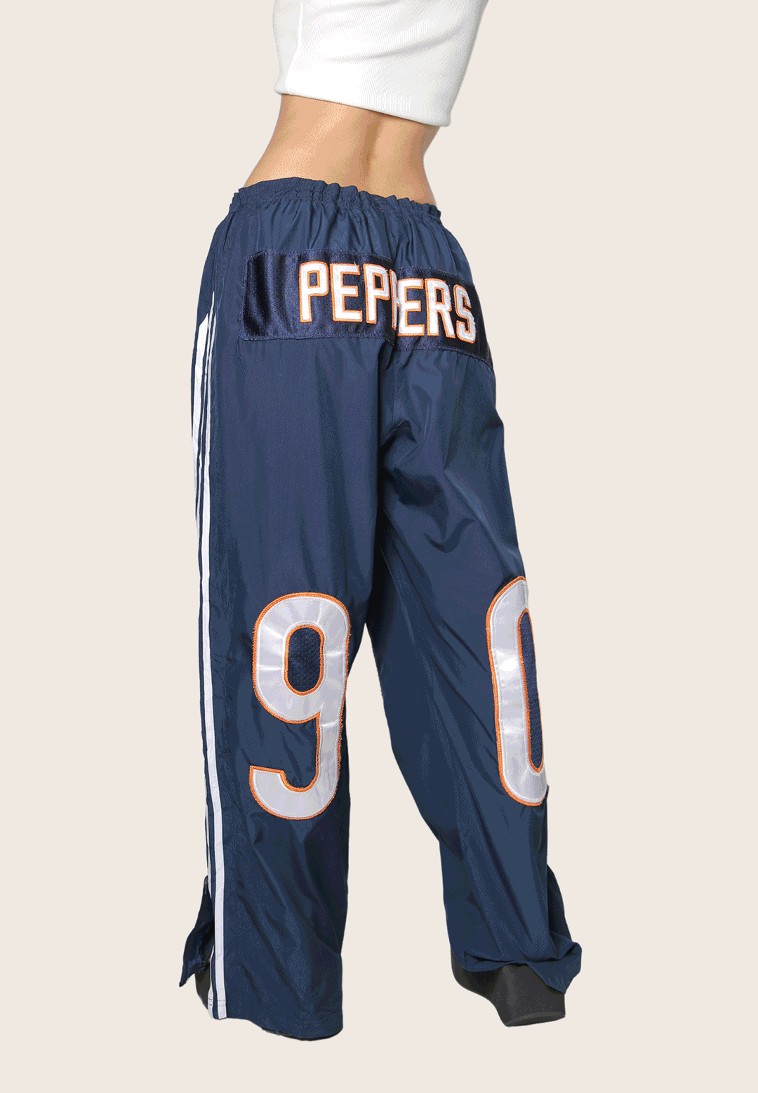 custom reworked patched track pants