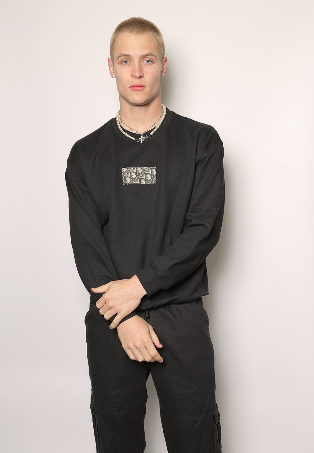 men's dior patch oversized crewneck sweatshirt