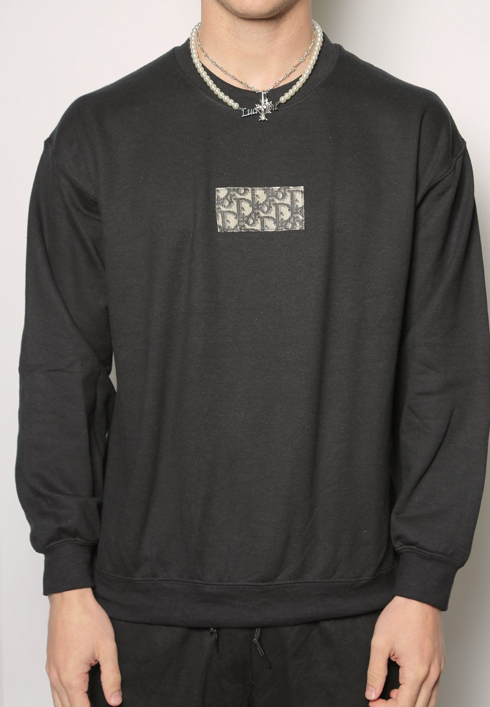 men's dior patch oversized crewneck sweatshirt