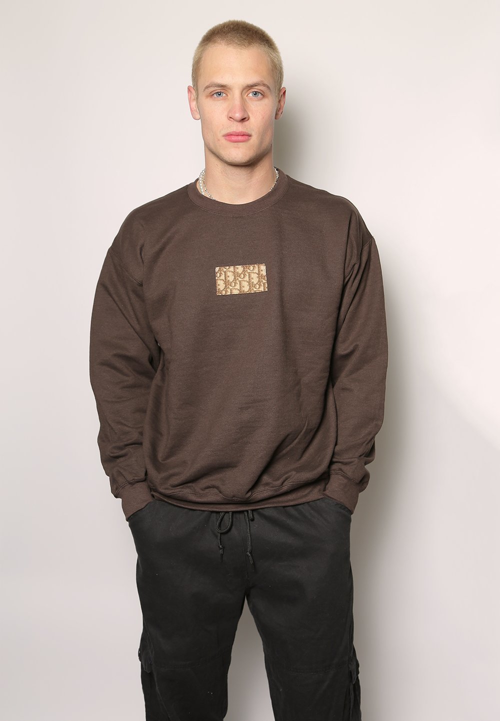 men's dior patch oversized crewneck sweatshirt