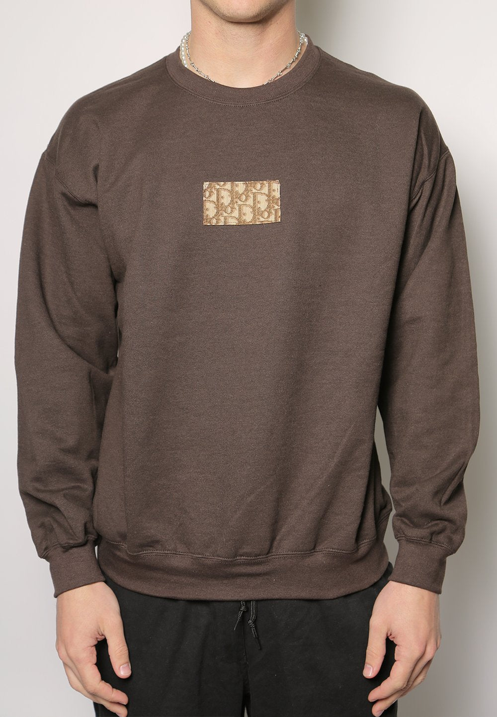 men's dior patch oversized crewneck sweatshirt