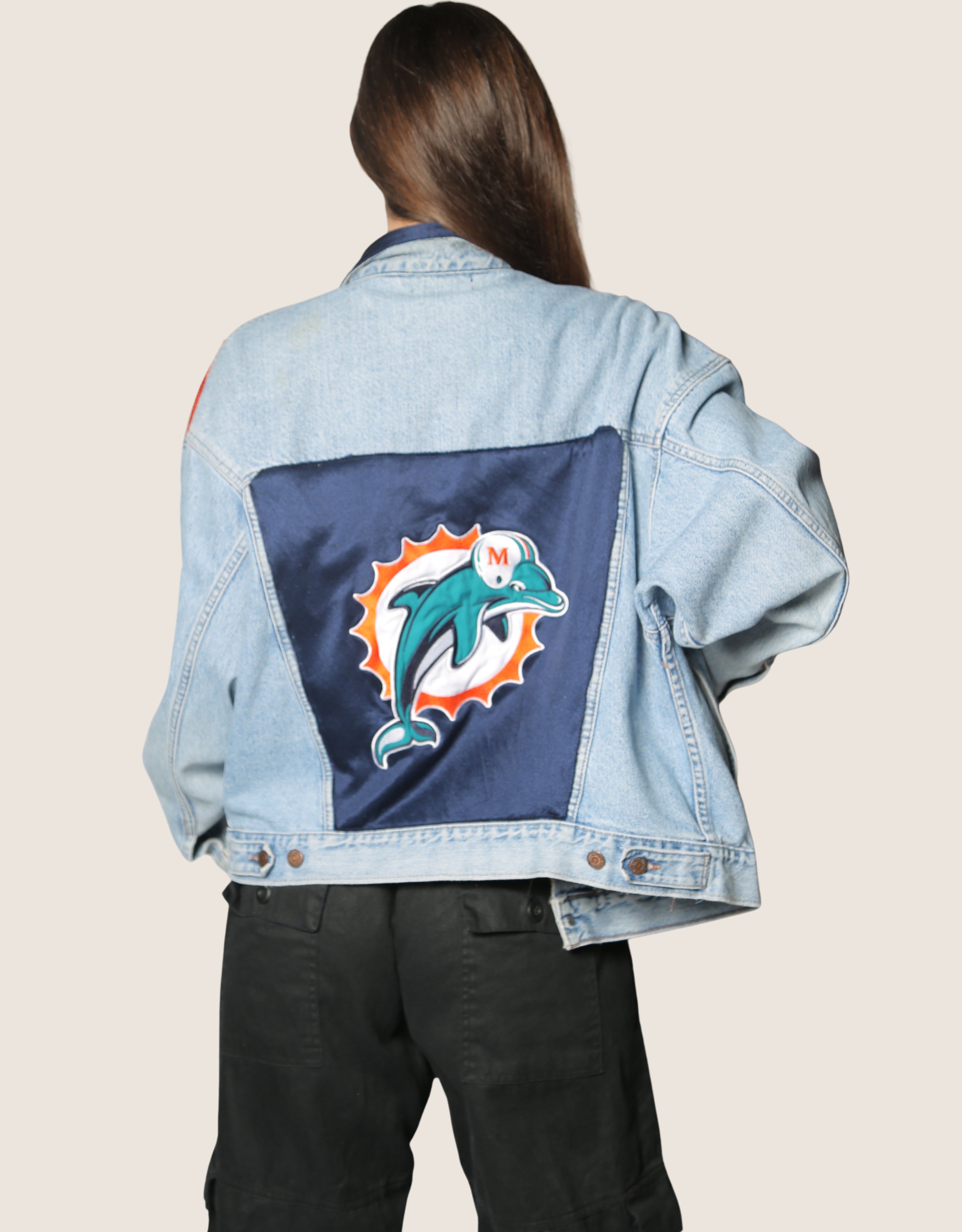 Dolphins reworked denim jacket