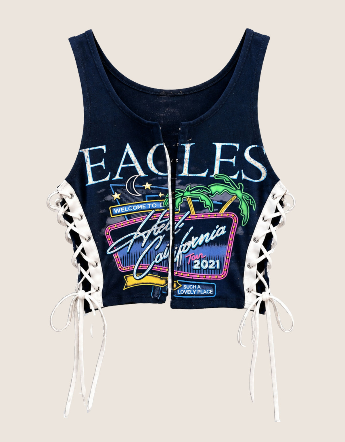 eagles hotel california hook and lace cropped tank (S)