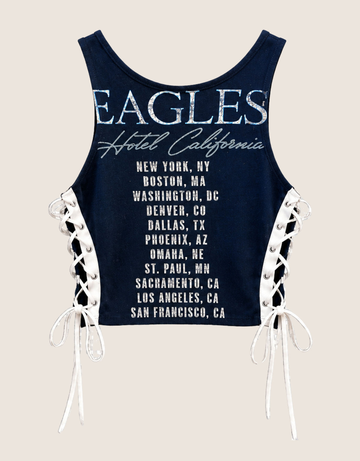 eagles hotel california hook and lace cropped tank (S)