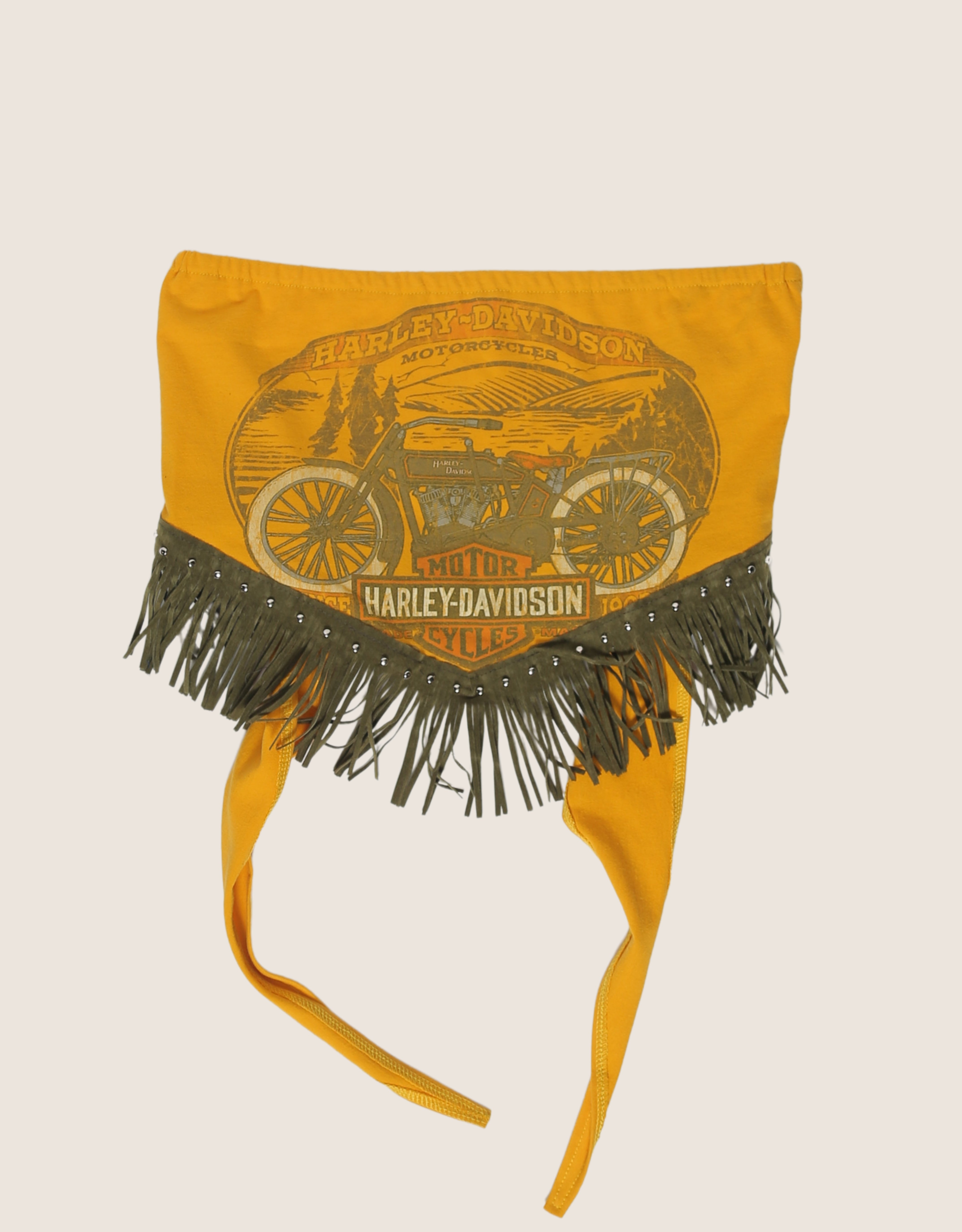 harley yellow fringe tie back tube top (m/l)