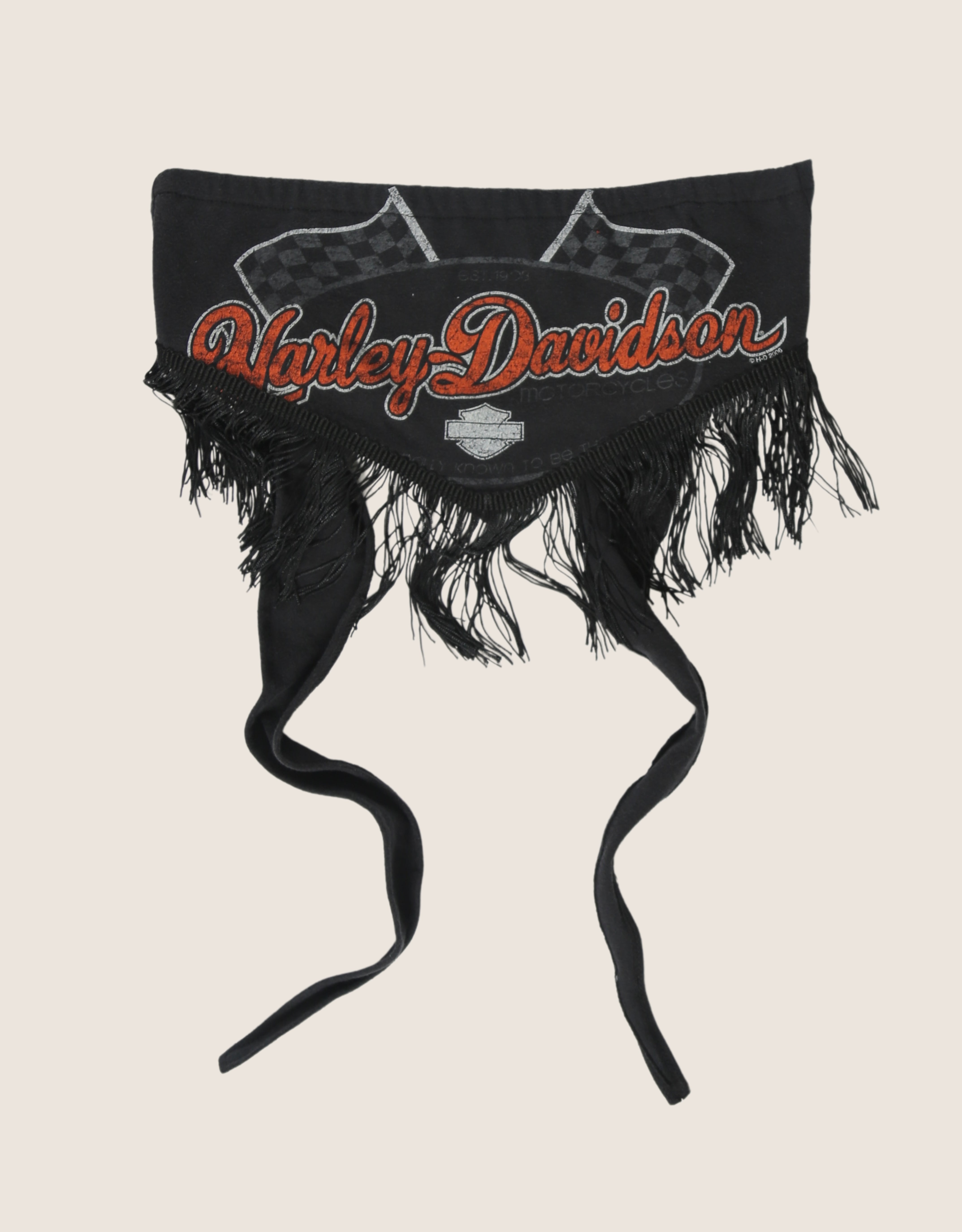 harley flags fringe tie back tube top (s/m)