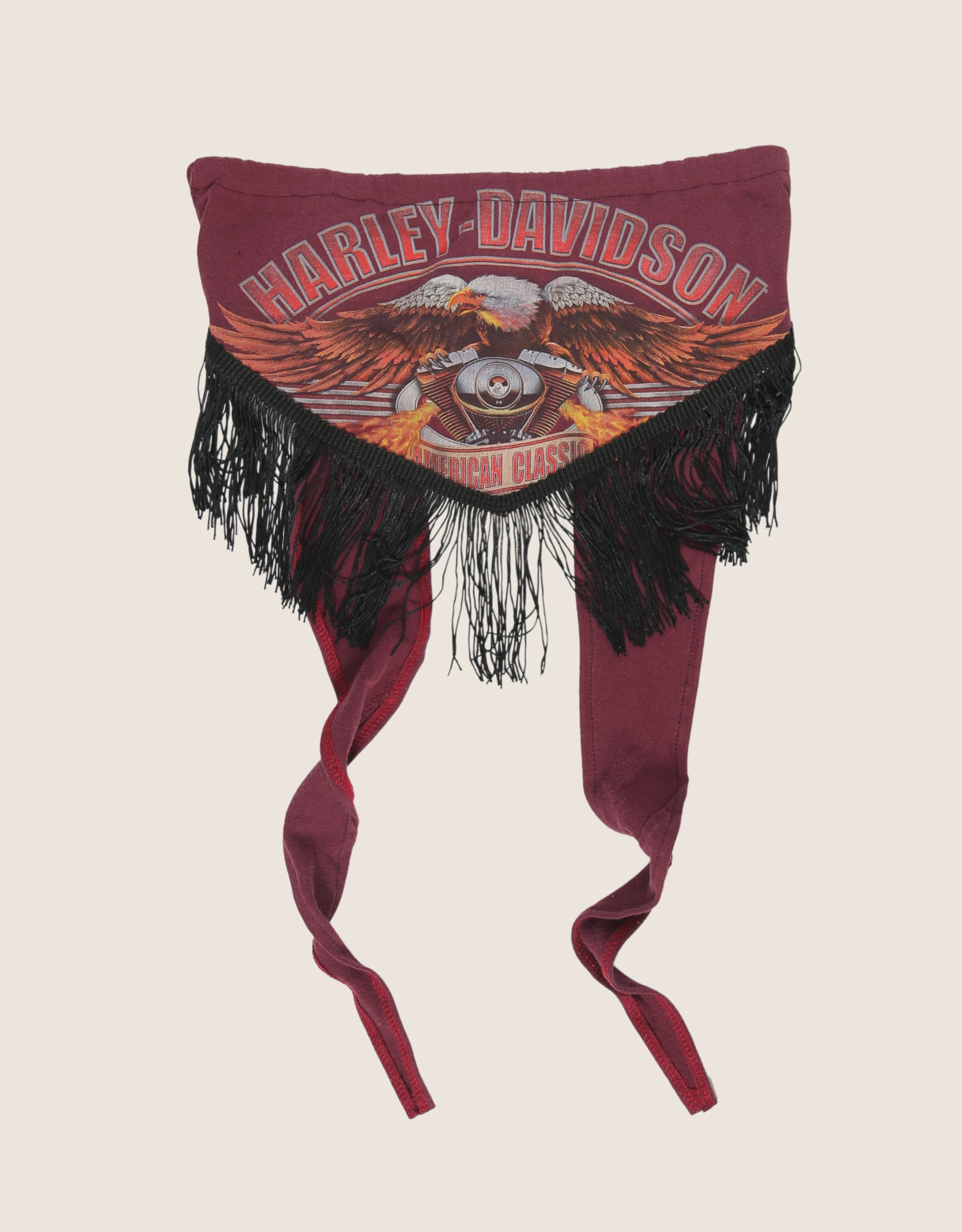 harley eagle fringe tie back tube top (s/m)