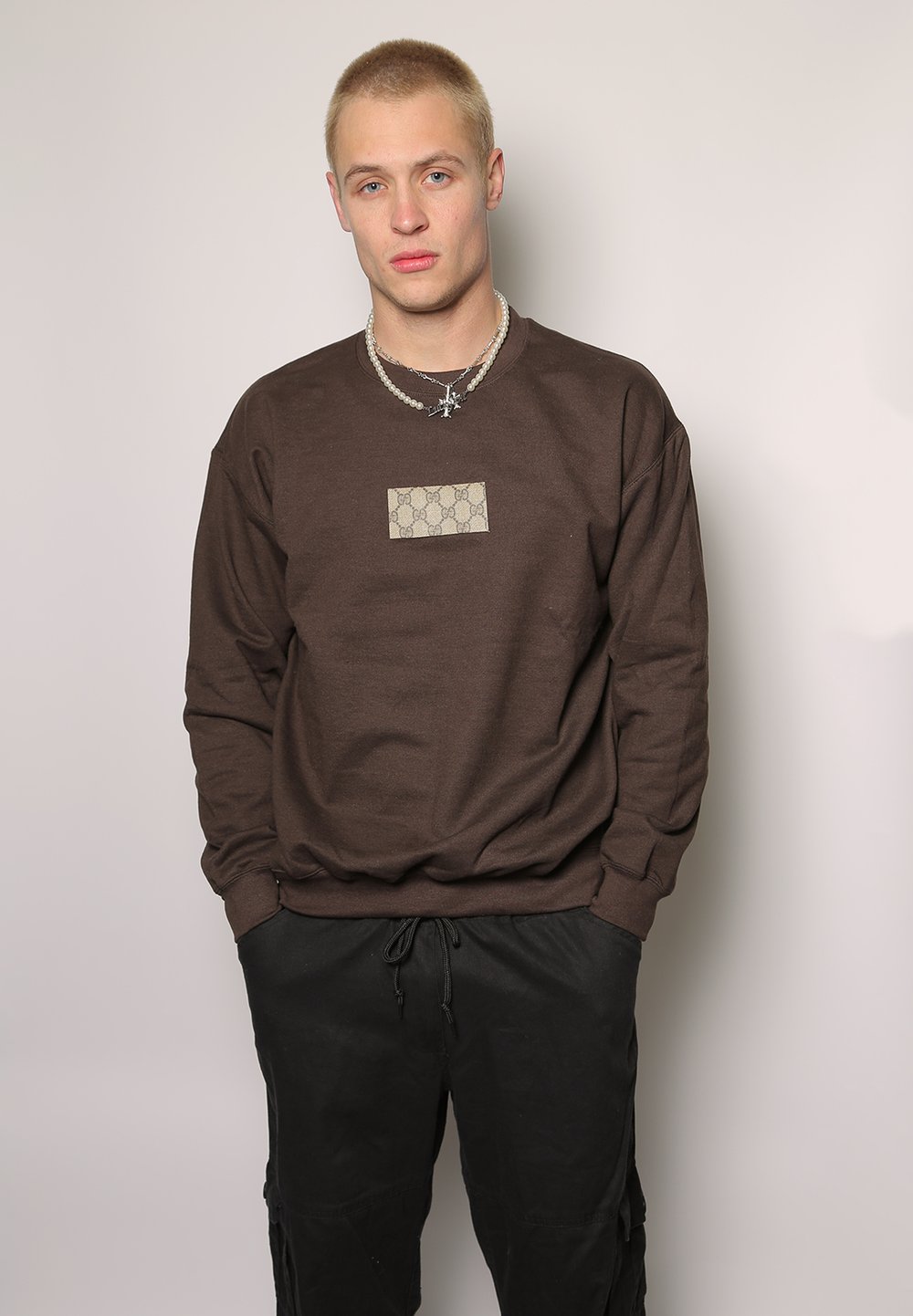 men's gucci patch crewneck sweatshirt