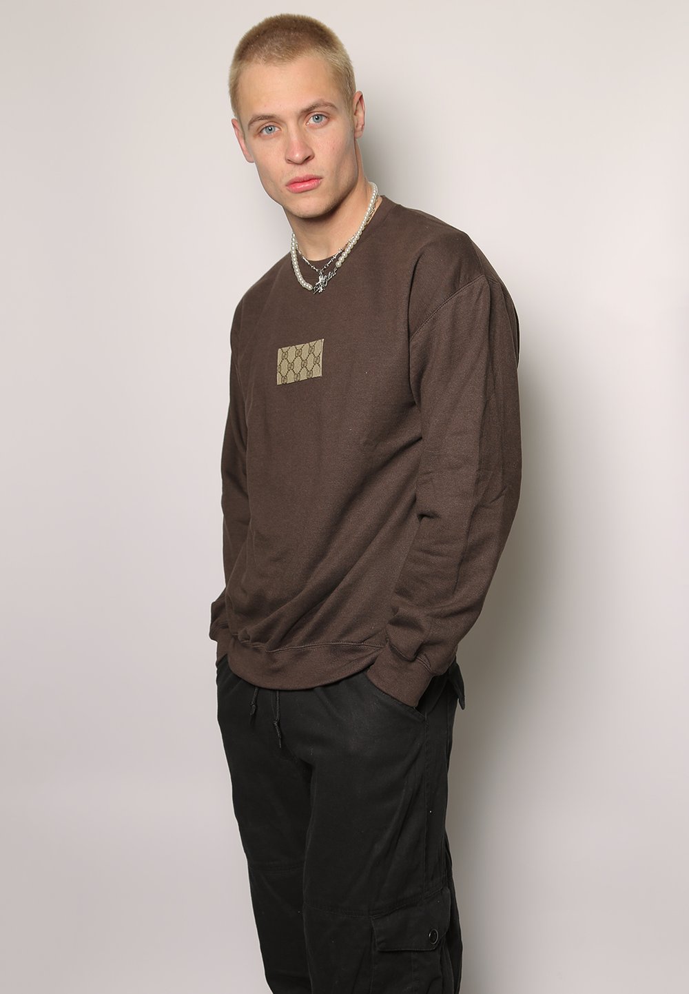 men's gucci patch crewneck sweatshirt