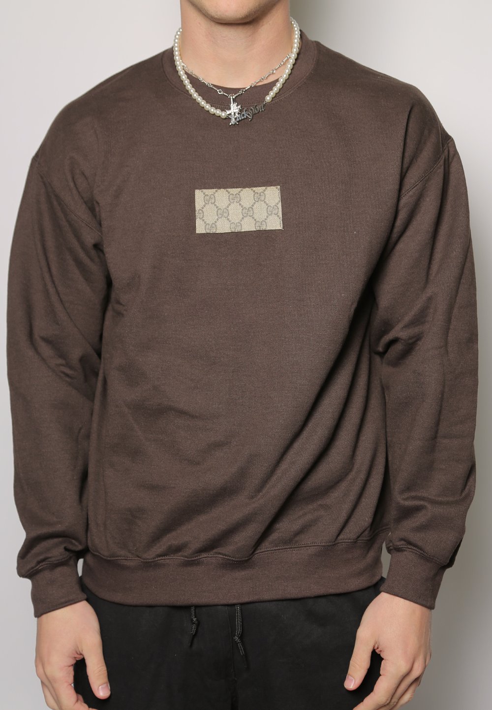 men's gucci patch crewneck sweatshirt