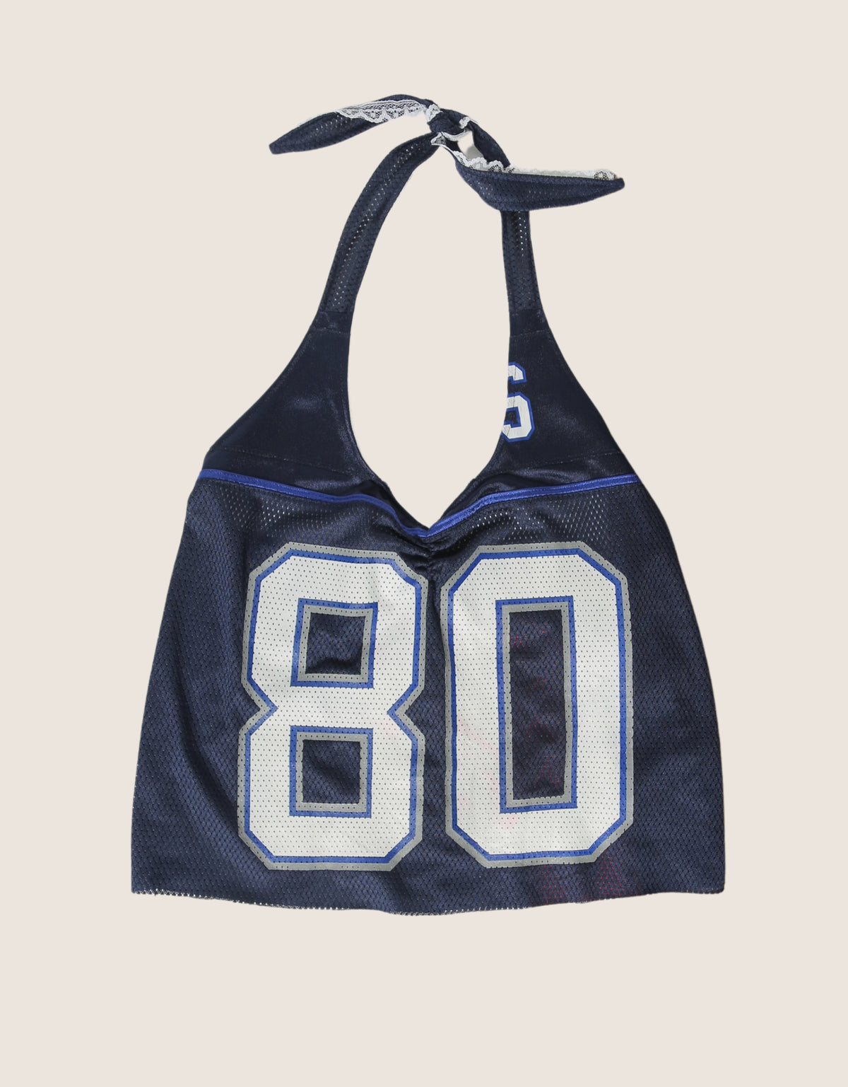#80 lace trim jersey halter top