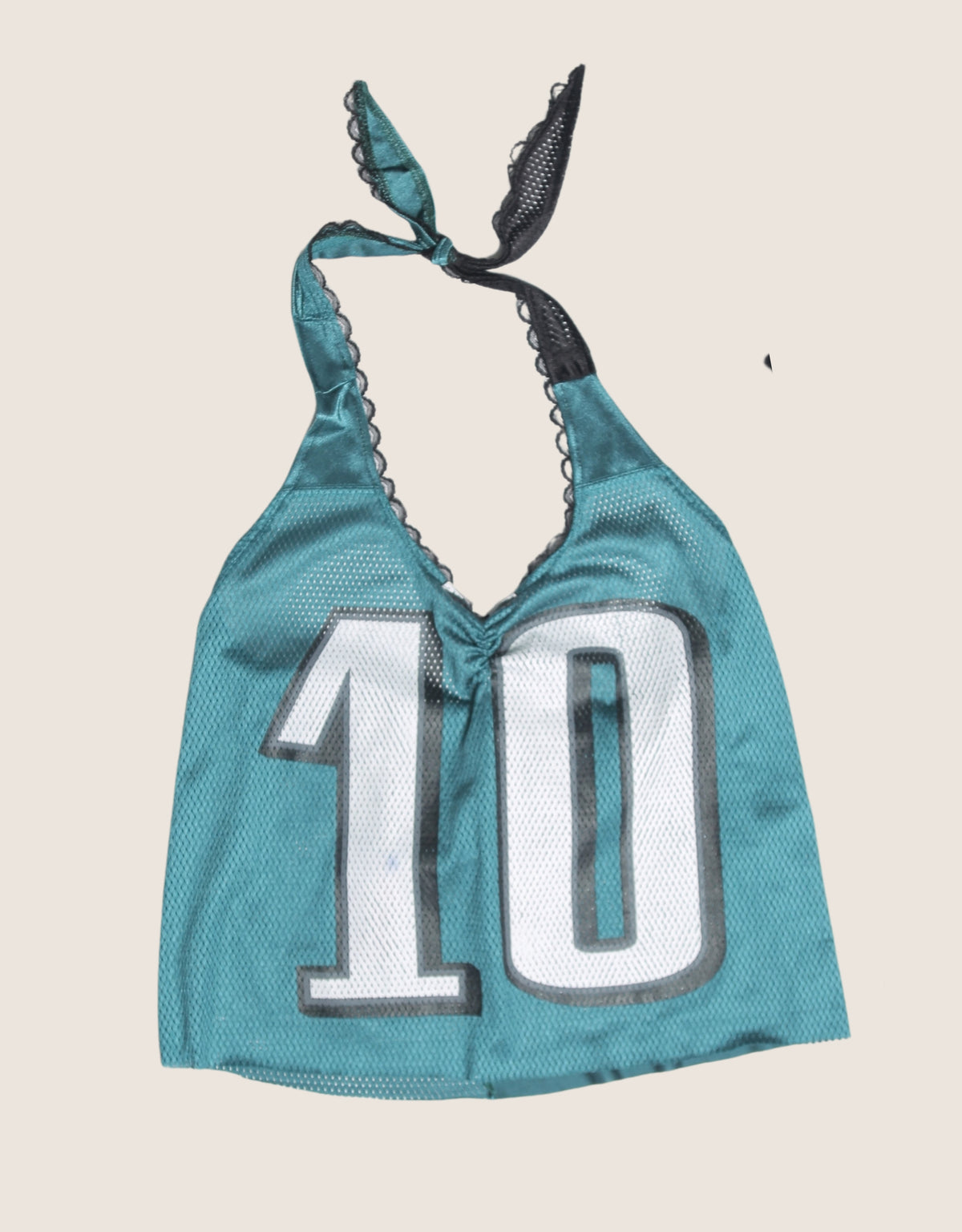 #10 lace trim jersey halter top