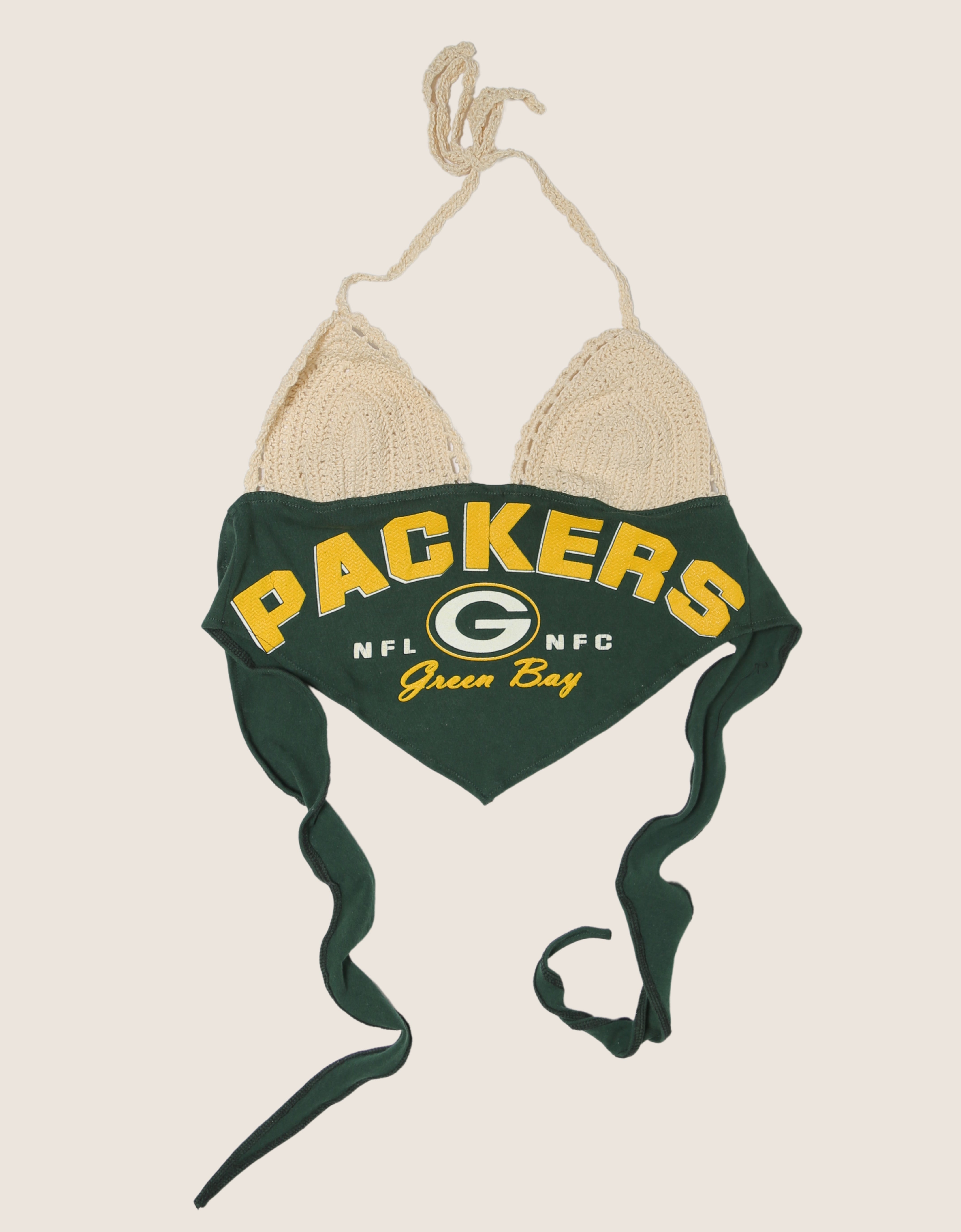 packers crochet halter top (s/m)