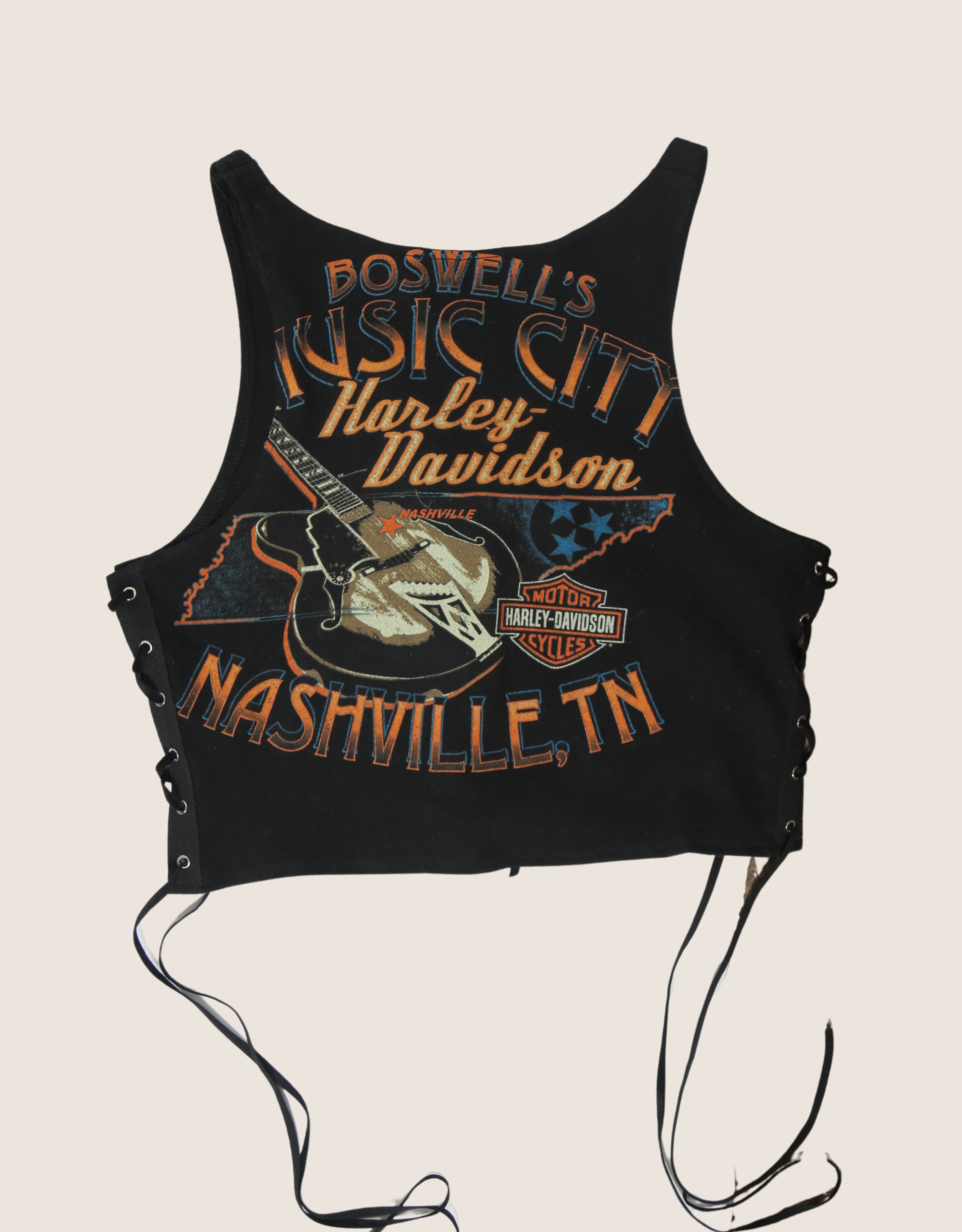 nashville harley all laced up reworked tank (s/m)