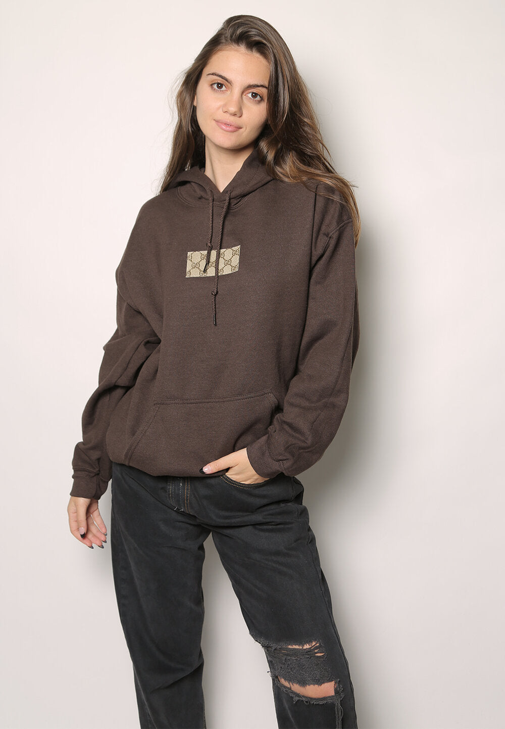 designer patch oversized hoodie sweatshirt