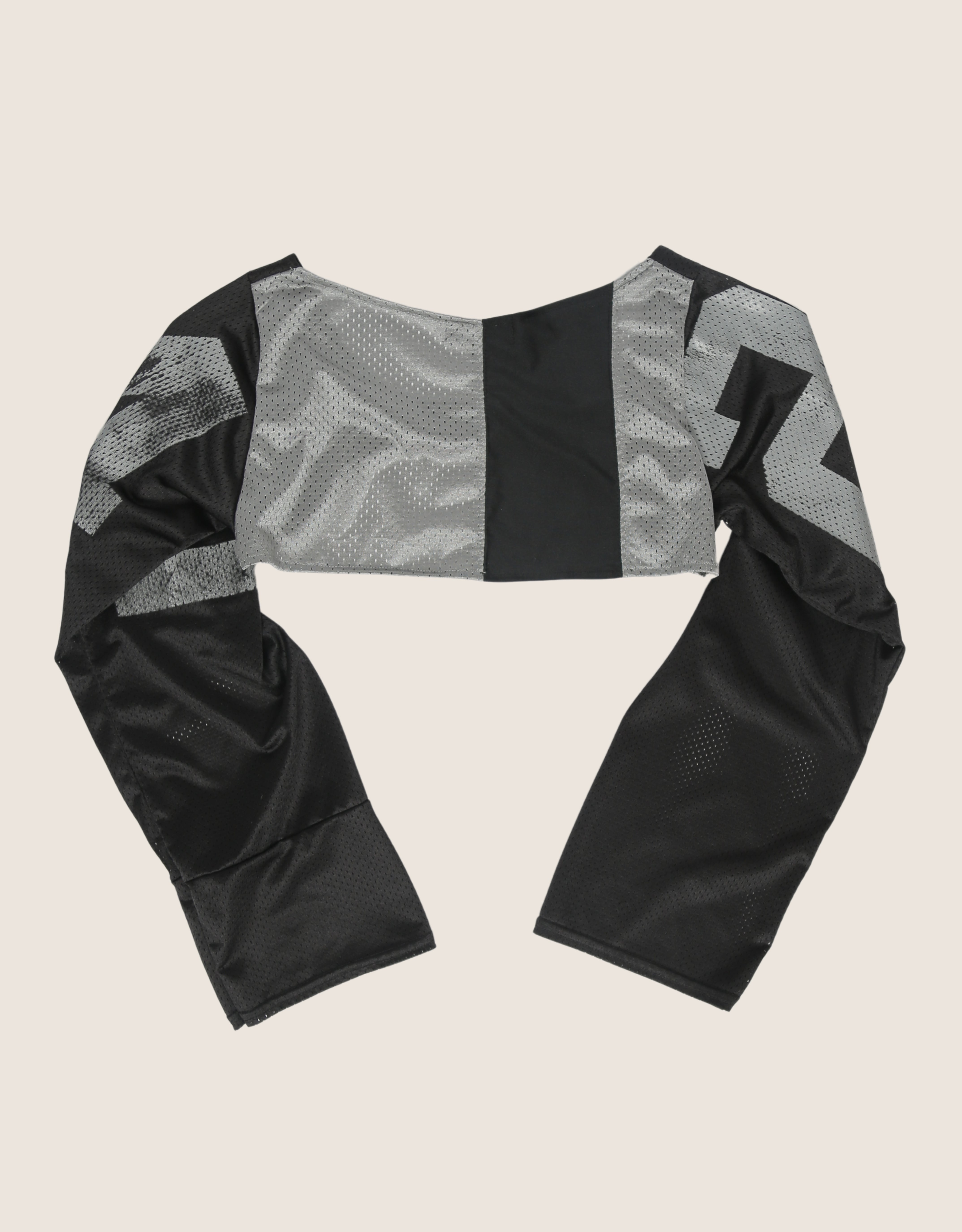 black/ grey 24 reworked long sleeve jersey shrug (S)