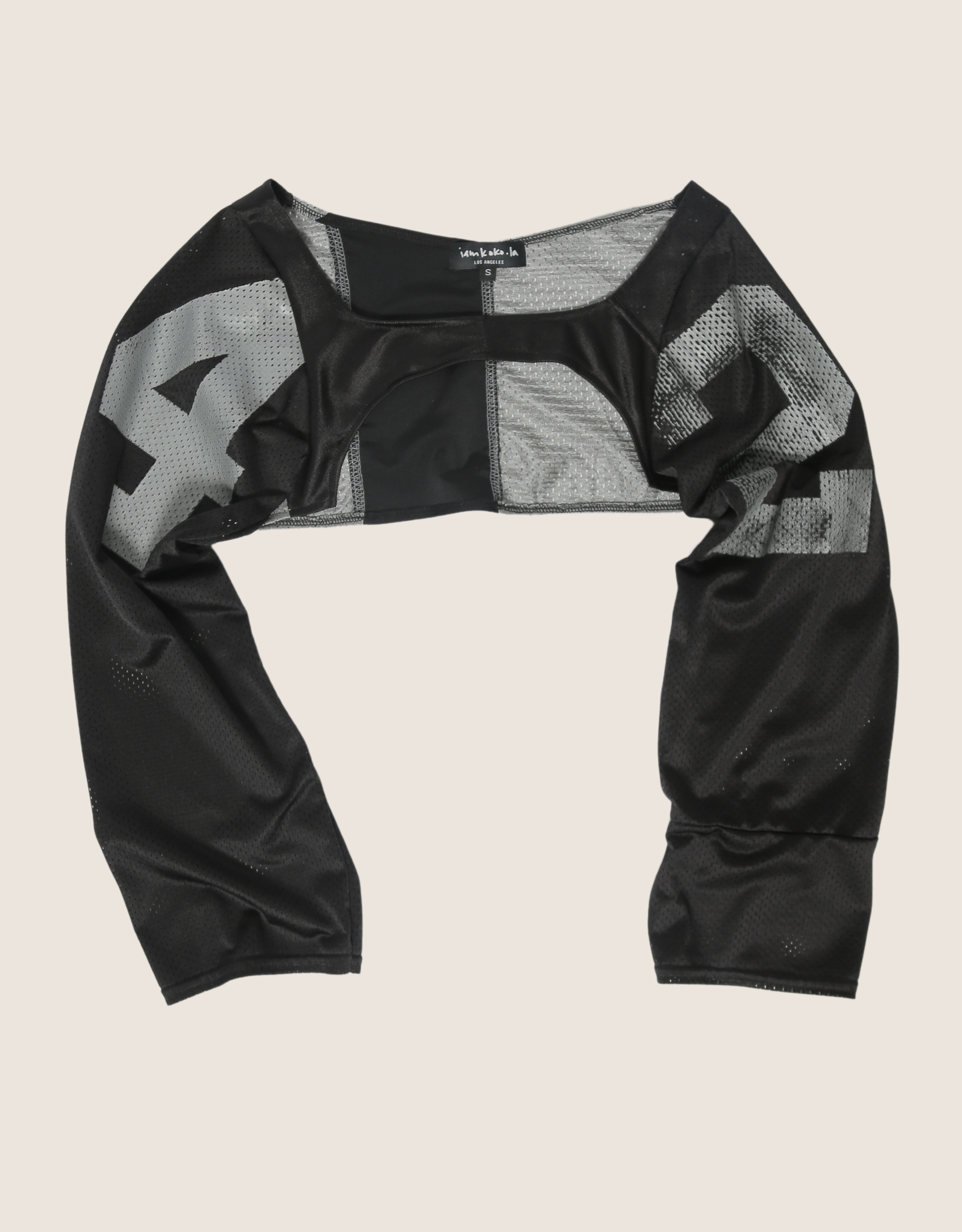 black/ grey 24 reworked long sleeve jersey shrug (S)