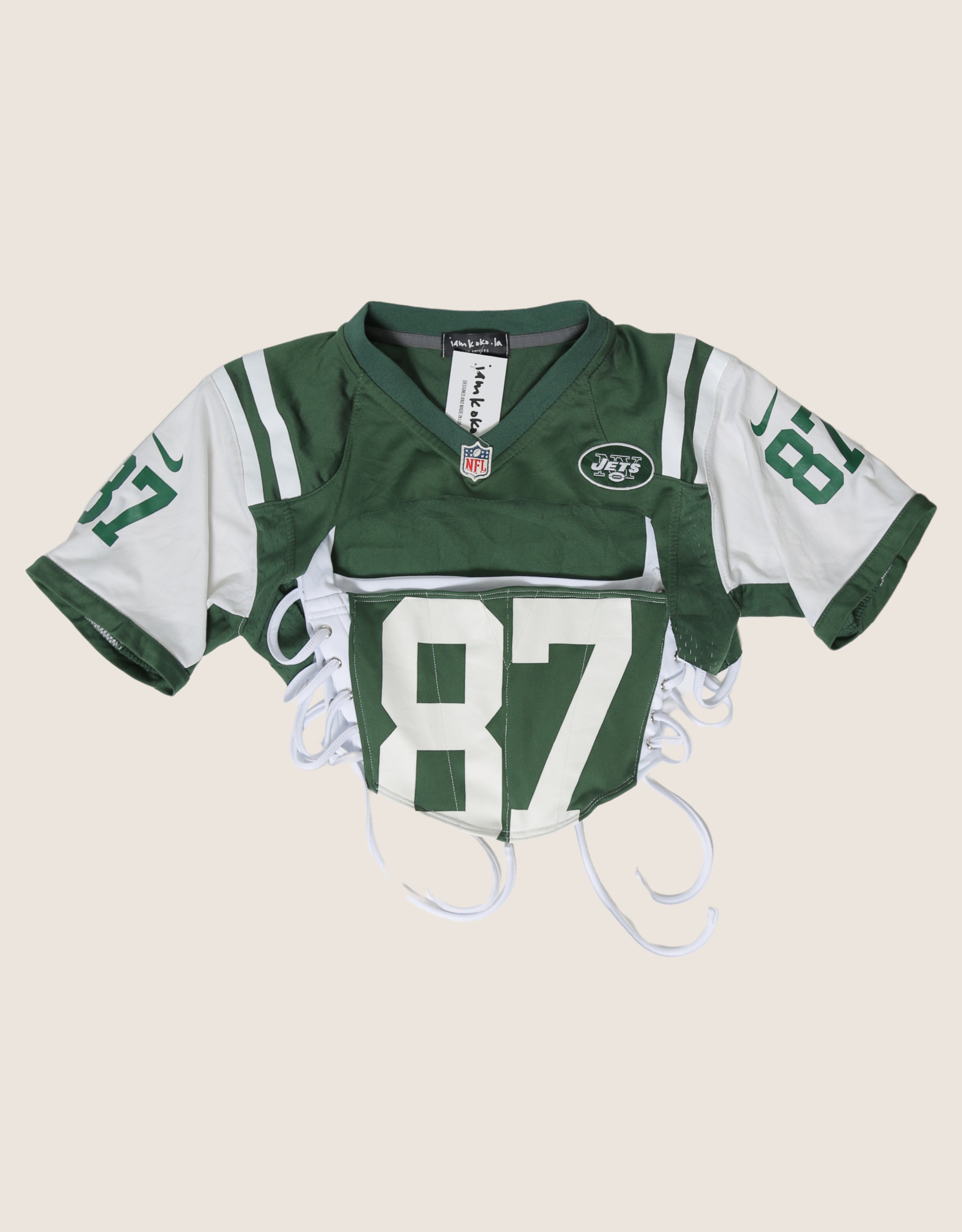 jets 87 reworked corset with matching jersey shrug