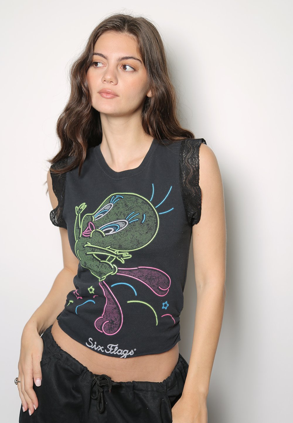 tweety lace trimmed muscle tank