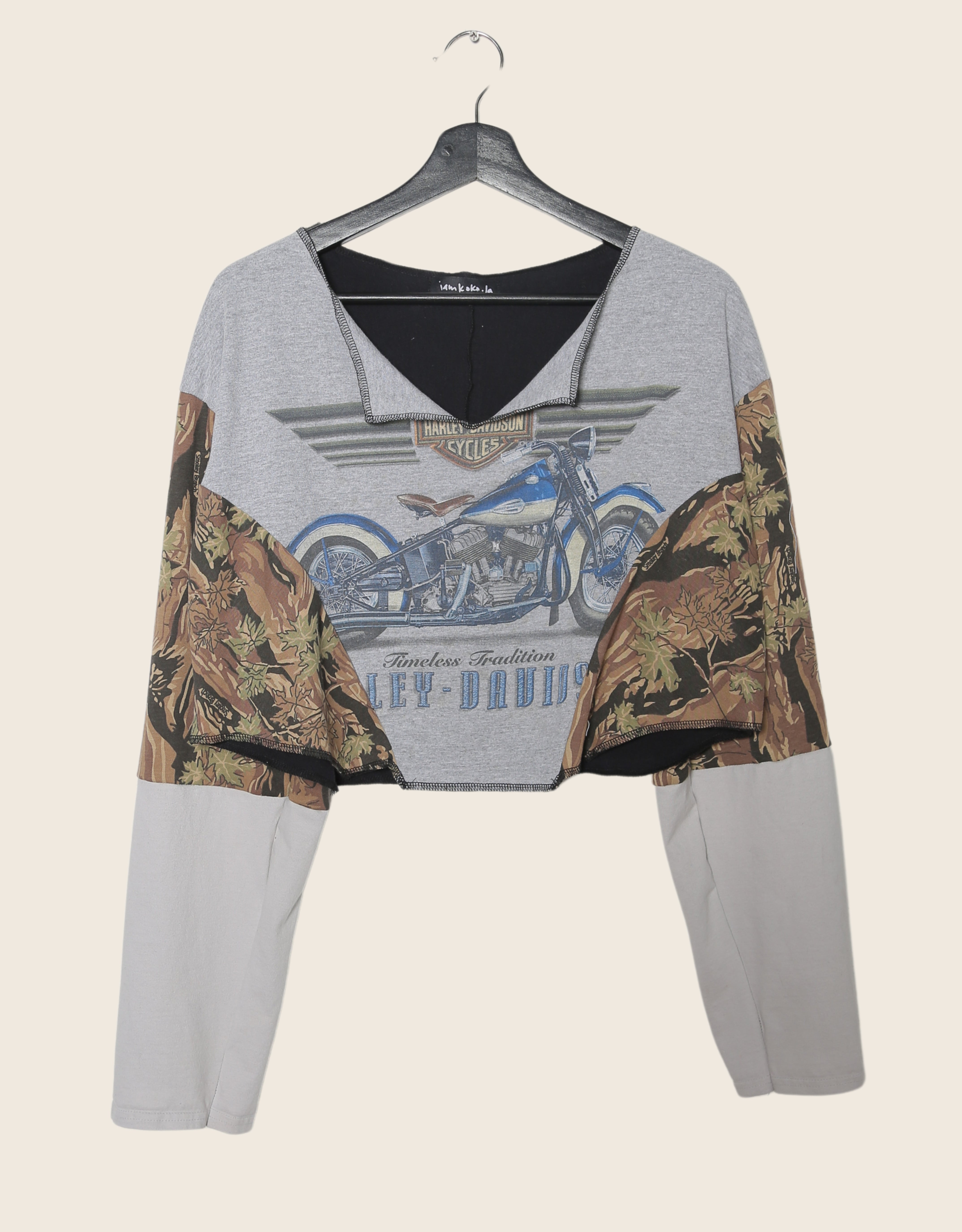 timeless harley reworked mixed fabric long sleeve