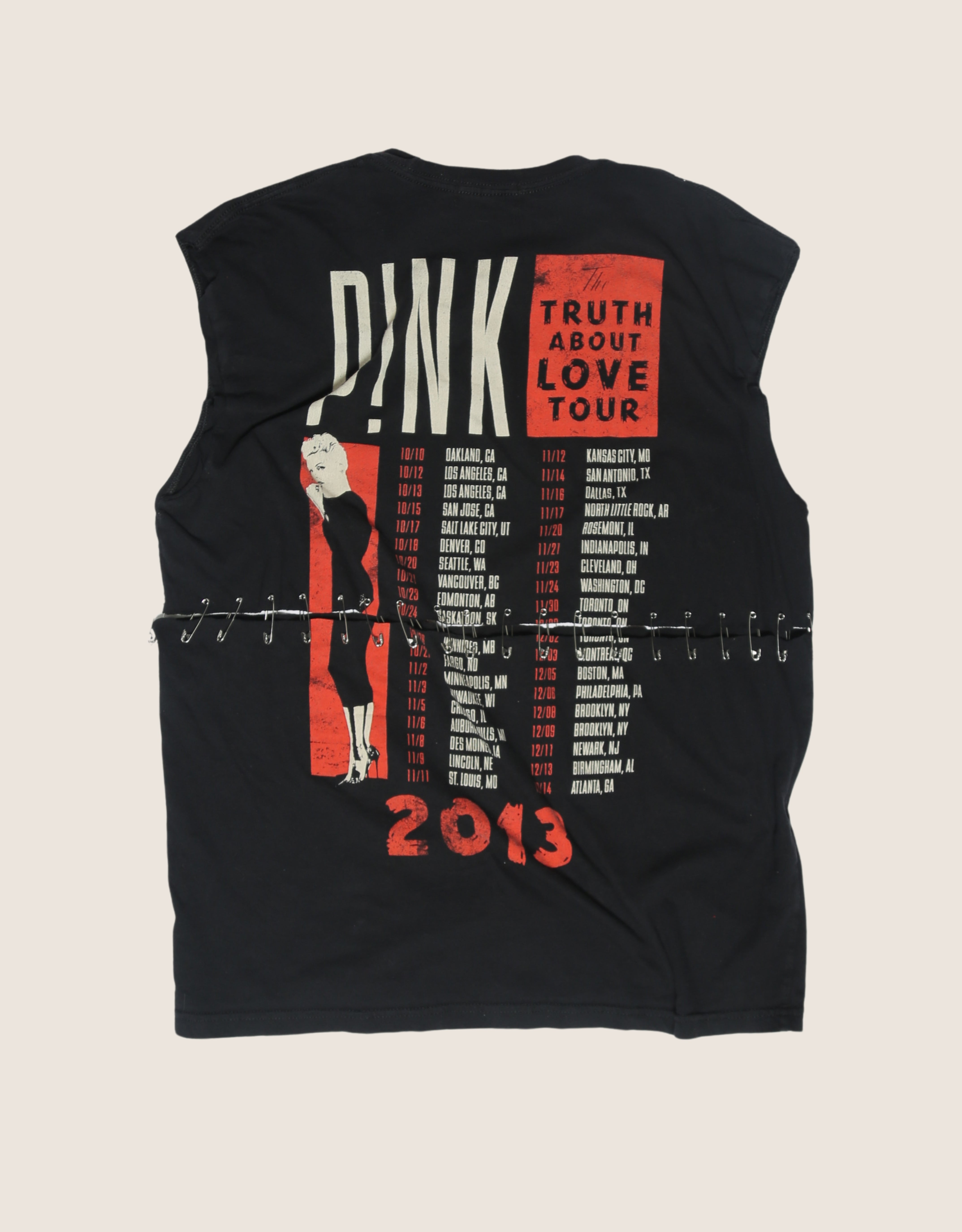 pink safety pin oversized muscle tank (L)