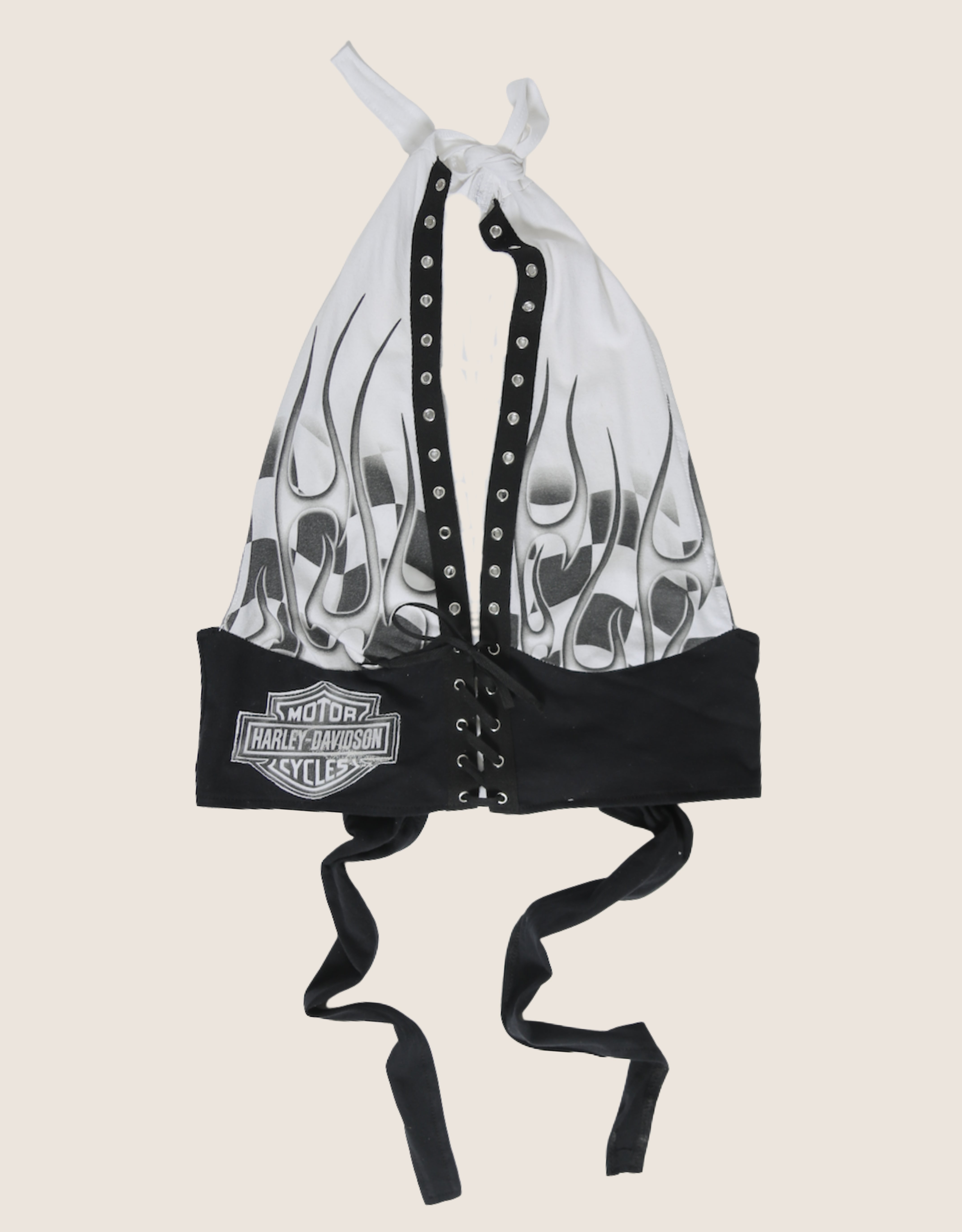 harley checkerboard plunge halter top