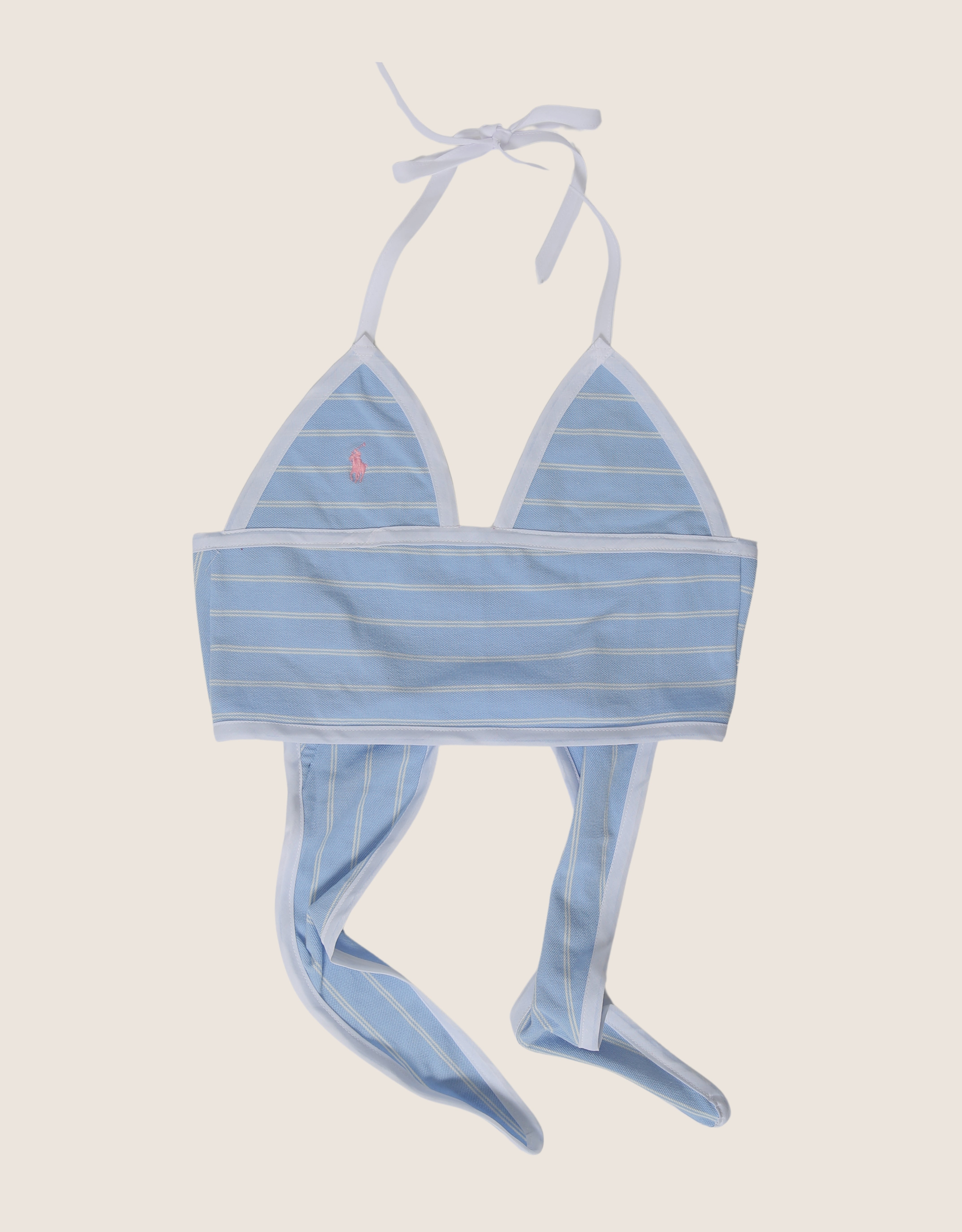 polo baby blue striped halter top (s/m)