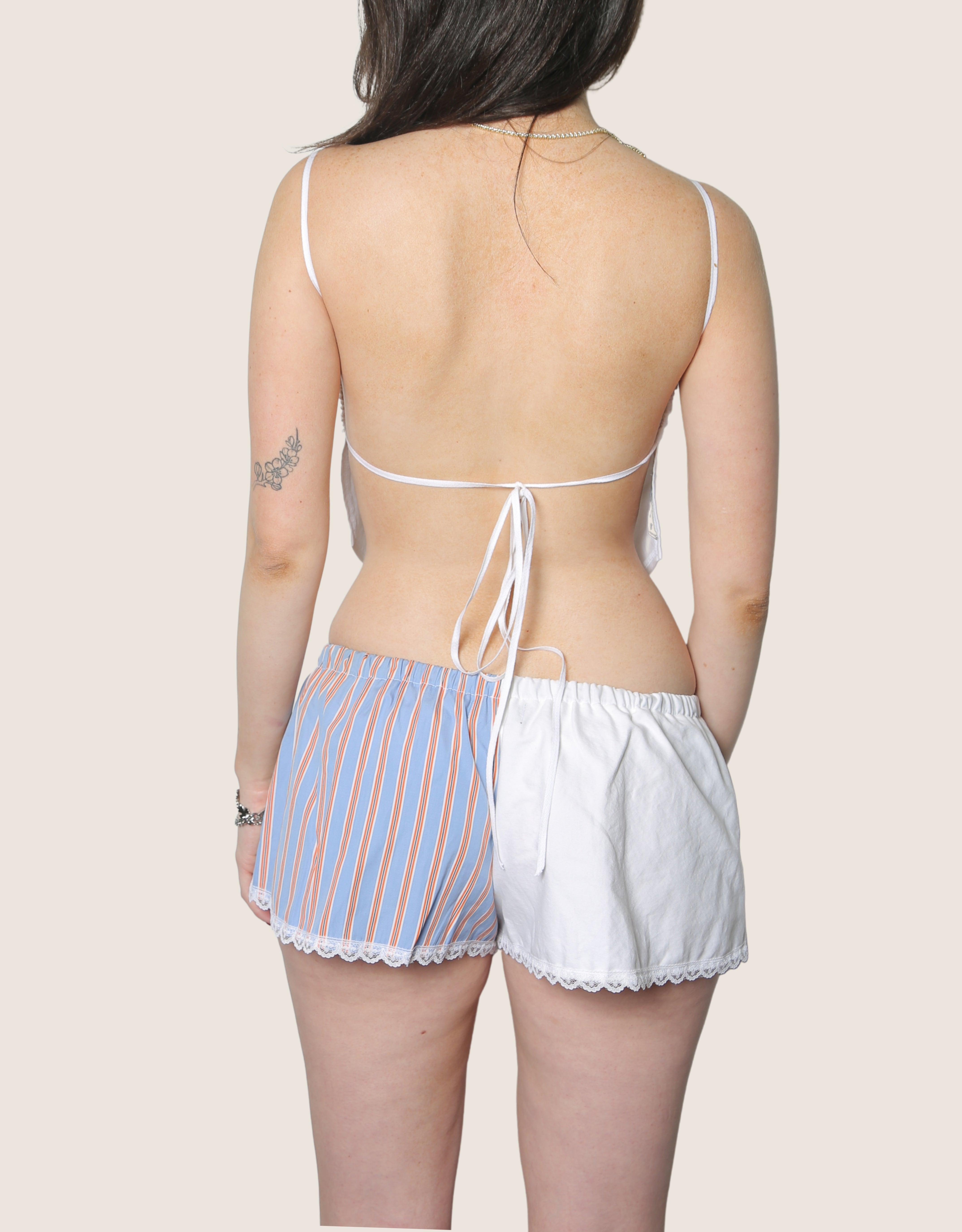 polo white reworked backless top and shorts (xs/s)