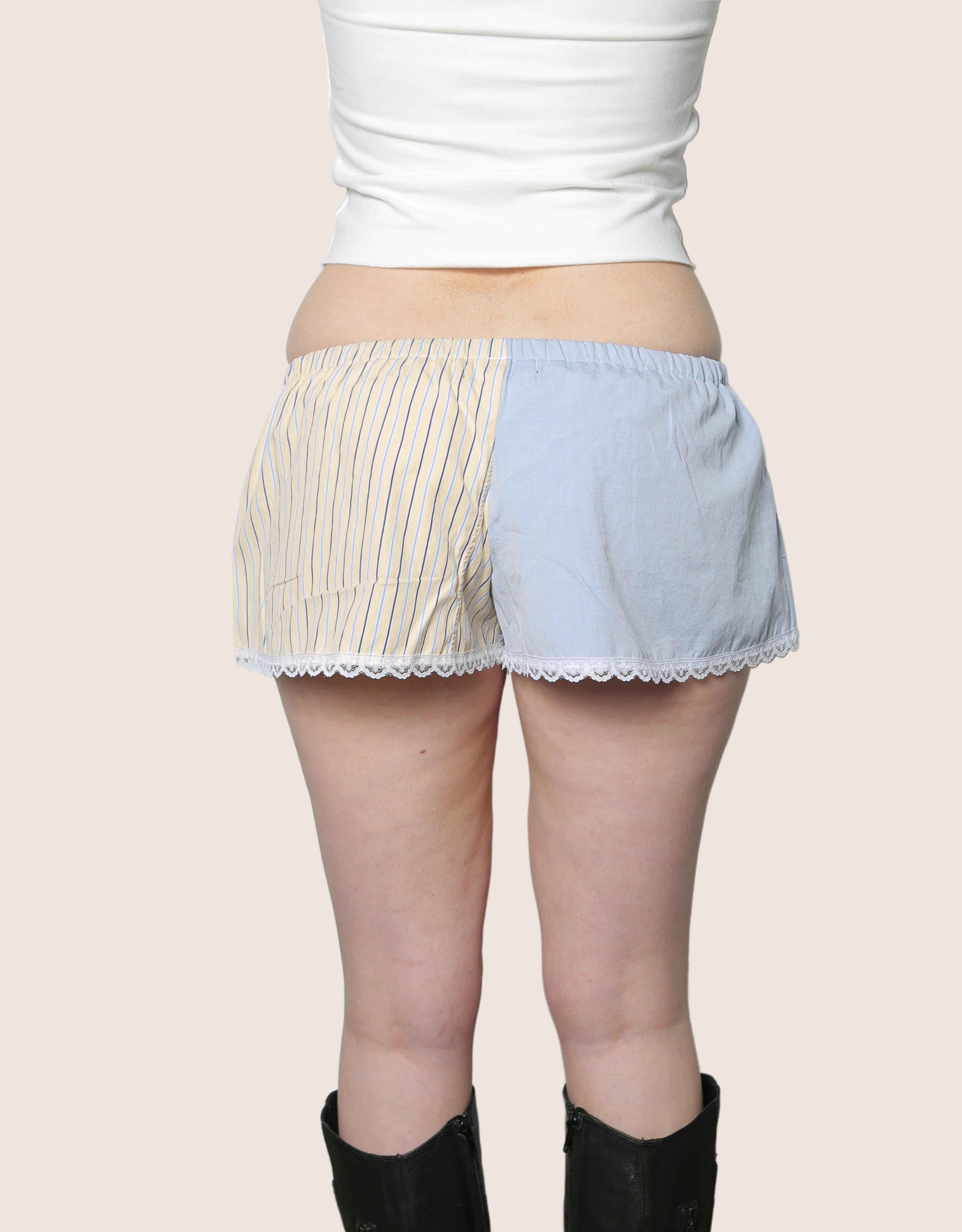 polo yellow stripe reworked mini shorts (xs/s)