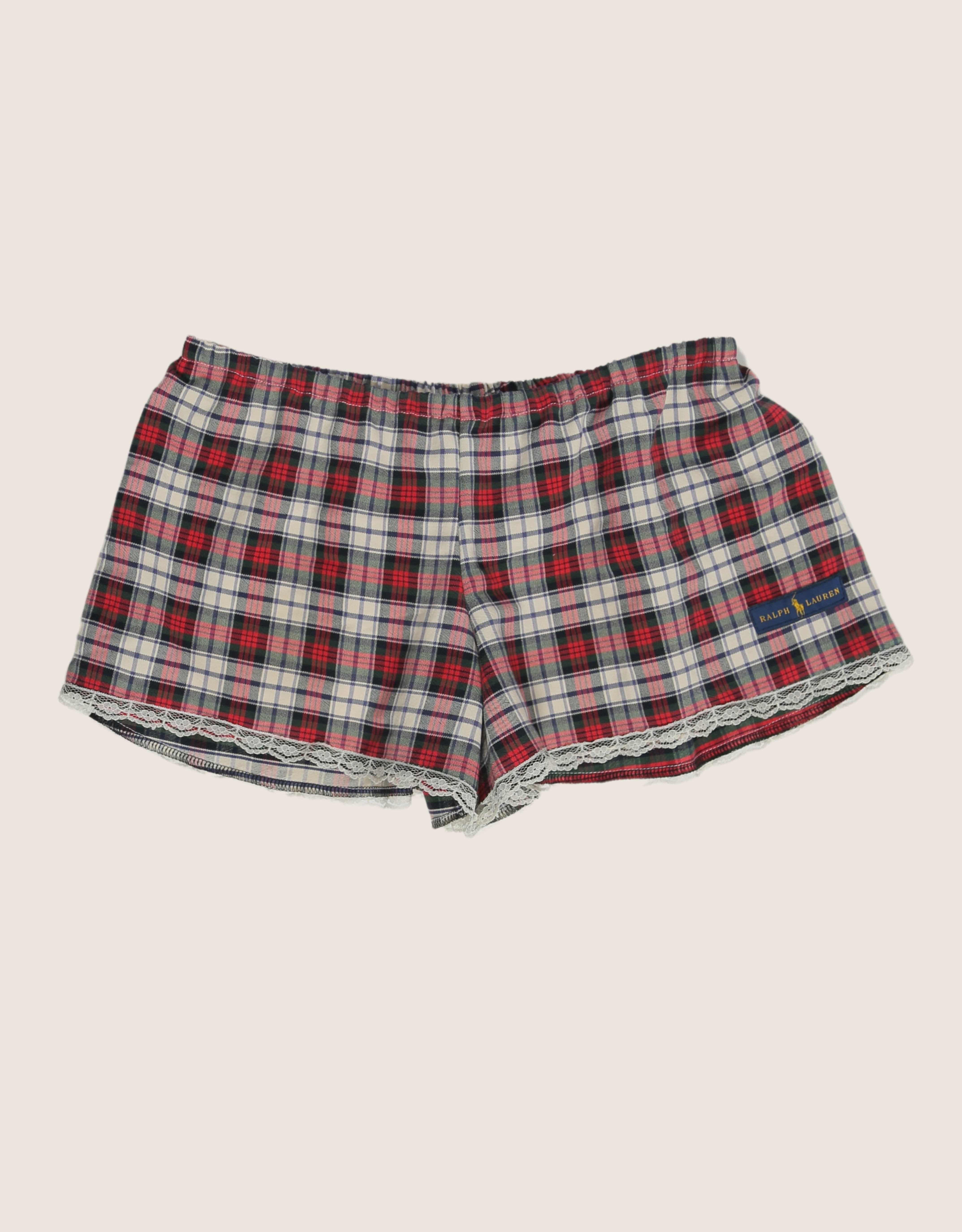 polo red plaid reworked mini shorts