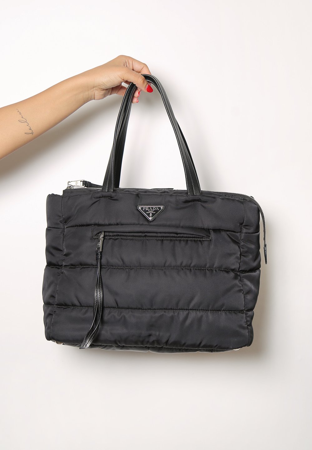 vintage authentic prada bomber nylon tote