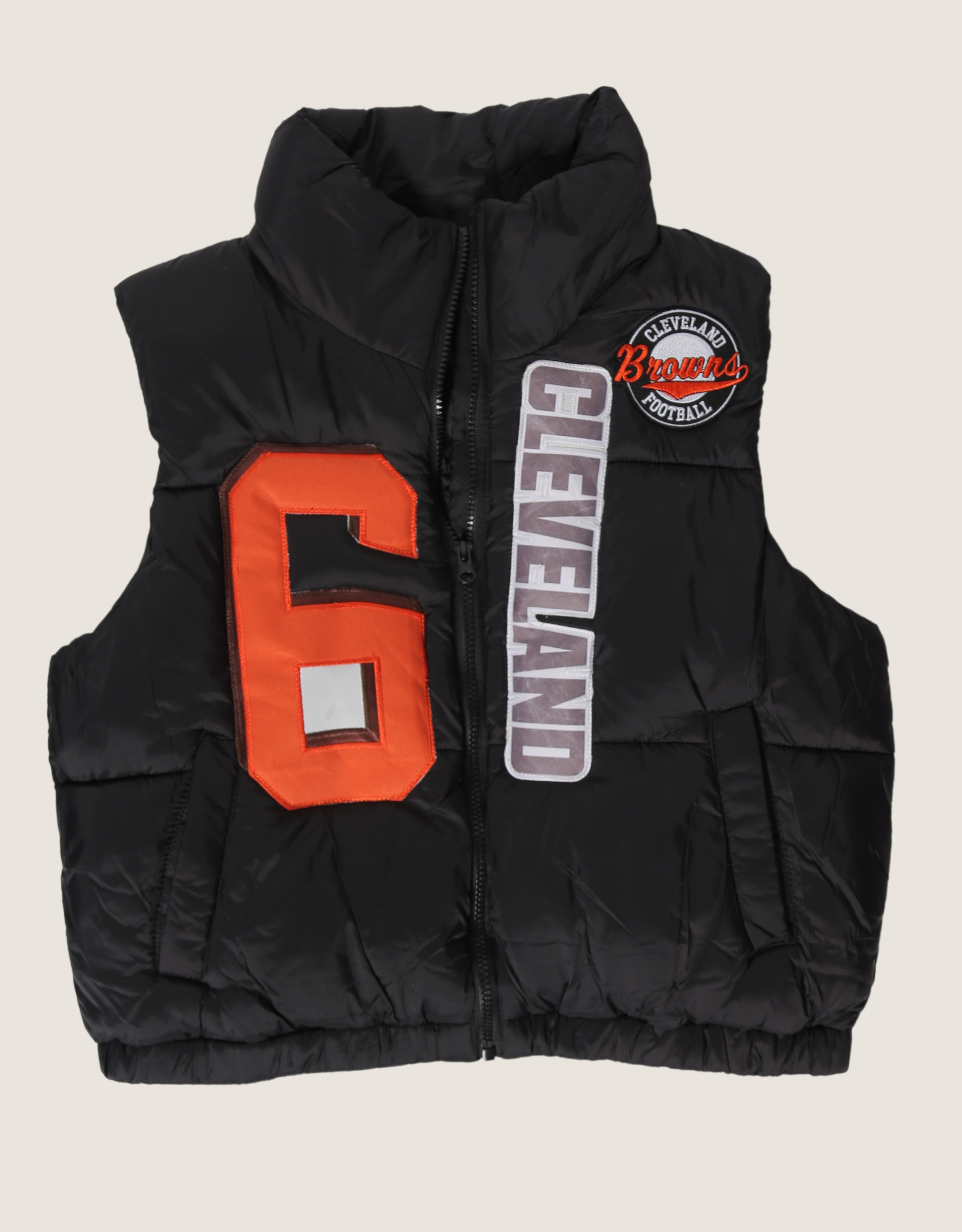 Cleveland Browns #6 patched reworked puffer vest